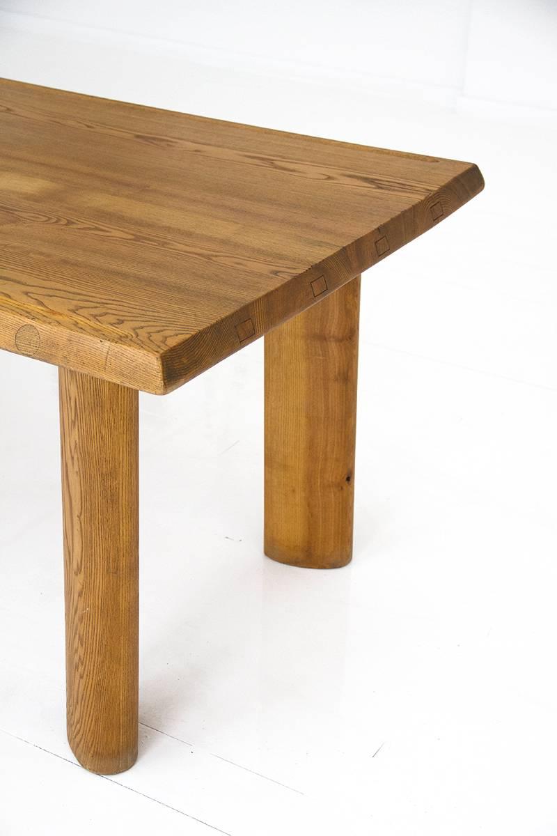 Mid-Century Modern Charlotte Perriand Midcentury Solid Oakwood French Table, France, circa 1950 For Sale