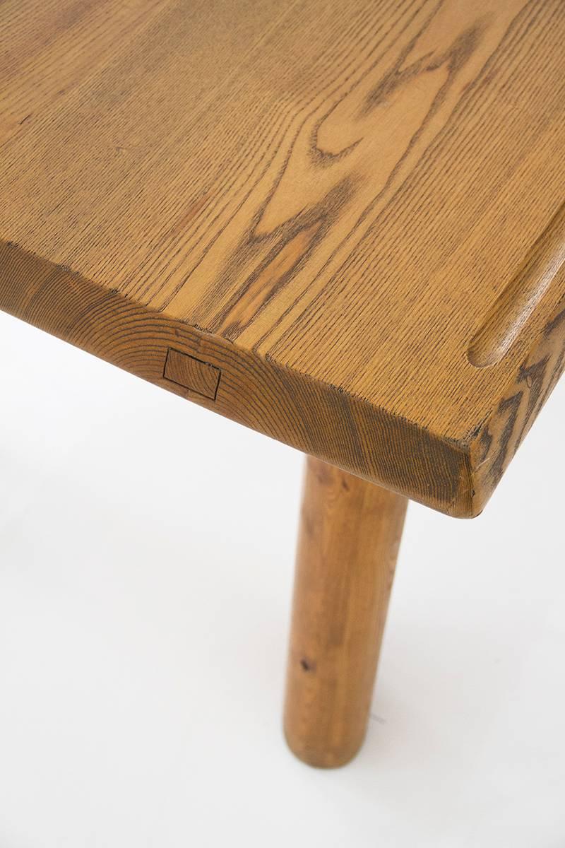 Mid-20th Century Charlotte Perriand Midcentury Solid Oakwood French Table, France, circa 1950 For Sale
