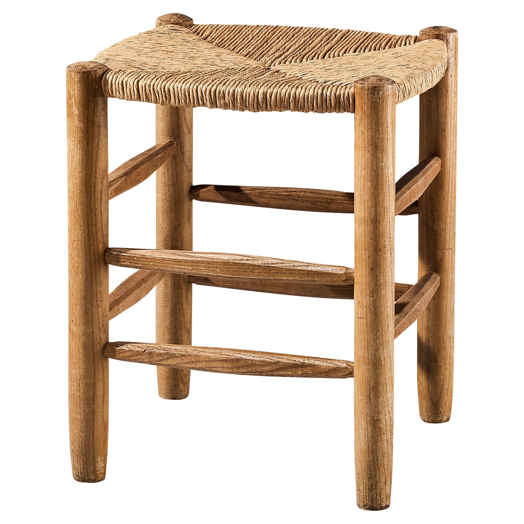 Charlotte Perriand 'Model 19' Stool in Oak and Rope For Sale