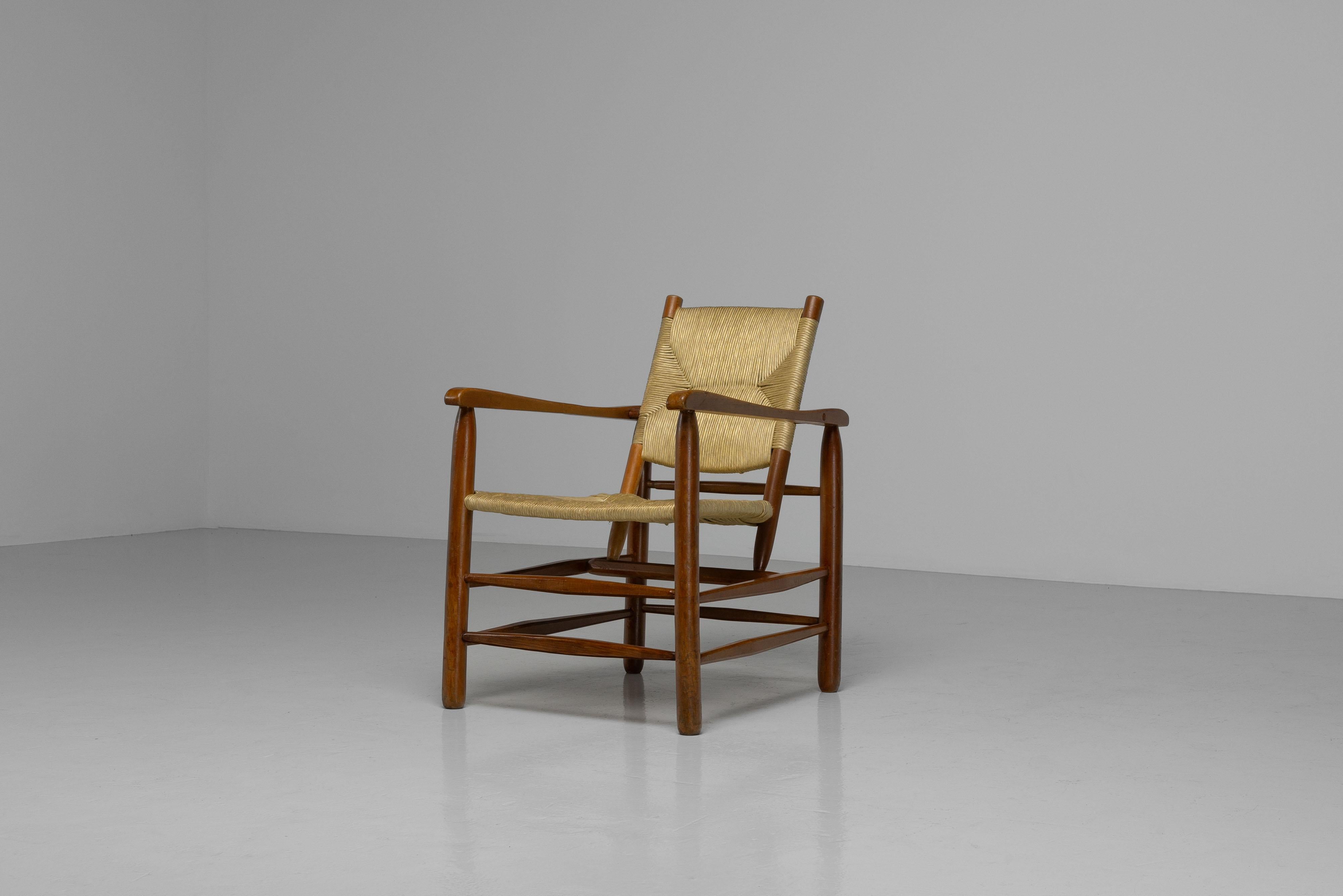 Mid-Century Modern Charlotte Perriand model 21 armchair Steph Simon France 1950 For Sale