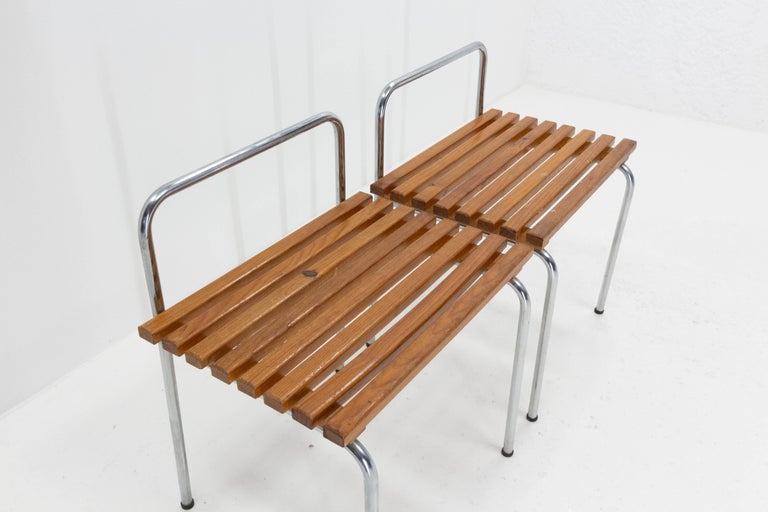 Charlotte Perriand Modernist Luggage Rack, Tubular Steel, Les Arcs, France, 1950 In Good Condition For Sale In Labrit, Landes