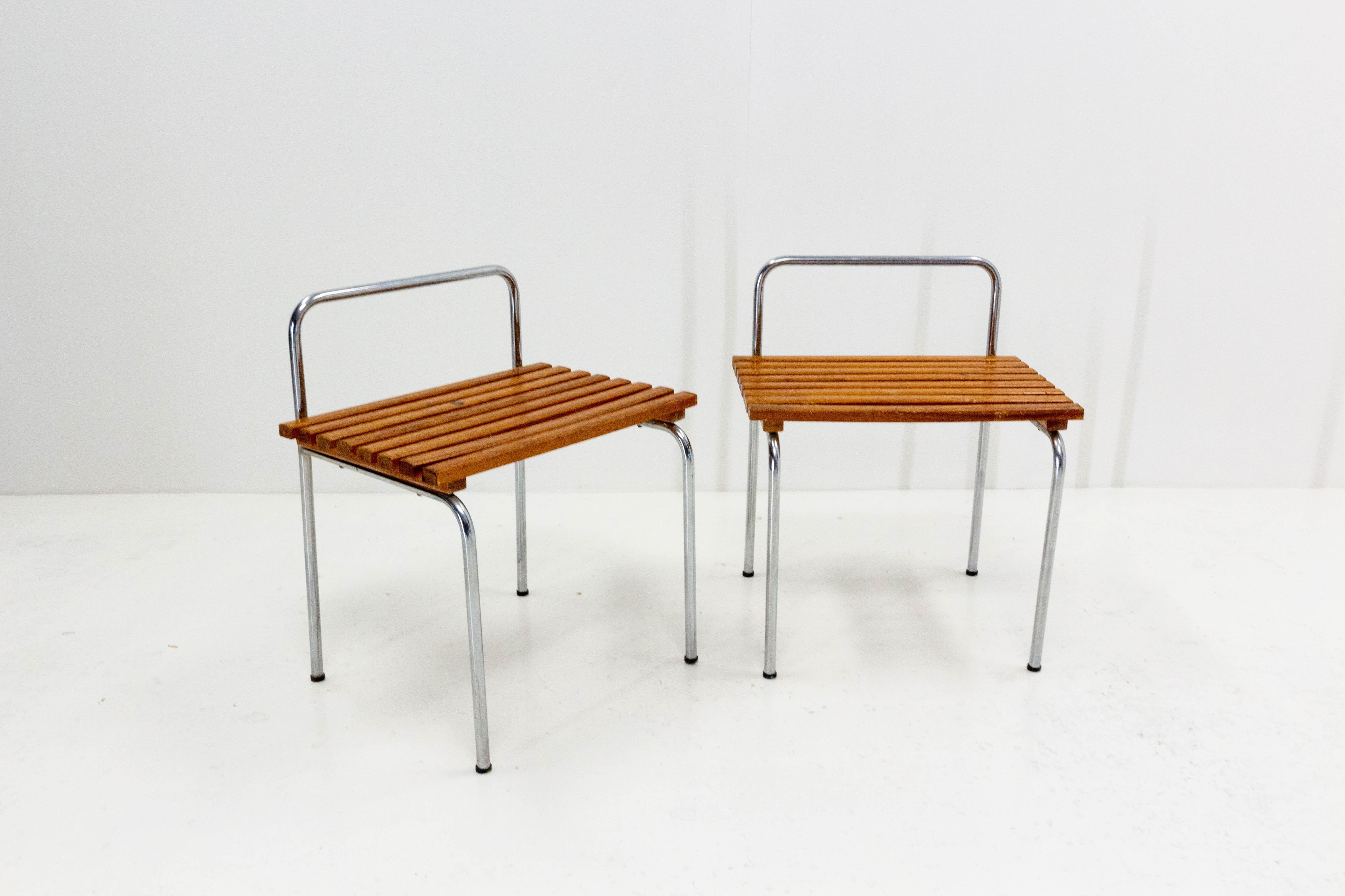 French Charlotte Perriand Modernist Luggage Rack, Tubular Steel, Les Arcs, France, 1950 For Sale