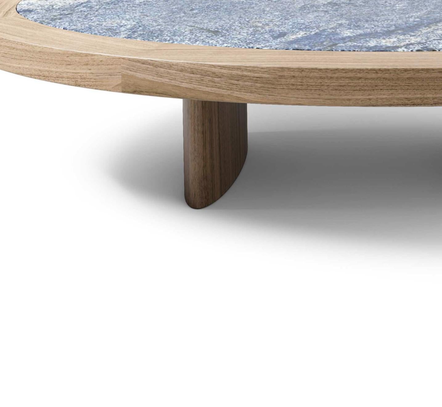 Glass Charlotte Perriand Natural Walnut Coffee Table Monta Bahia Blue Top  For Cassina For Sale