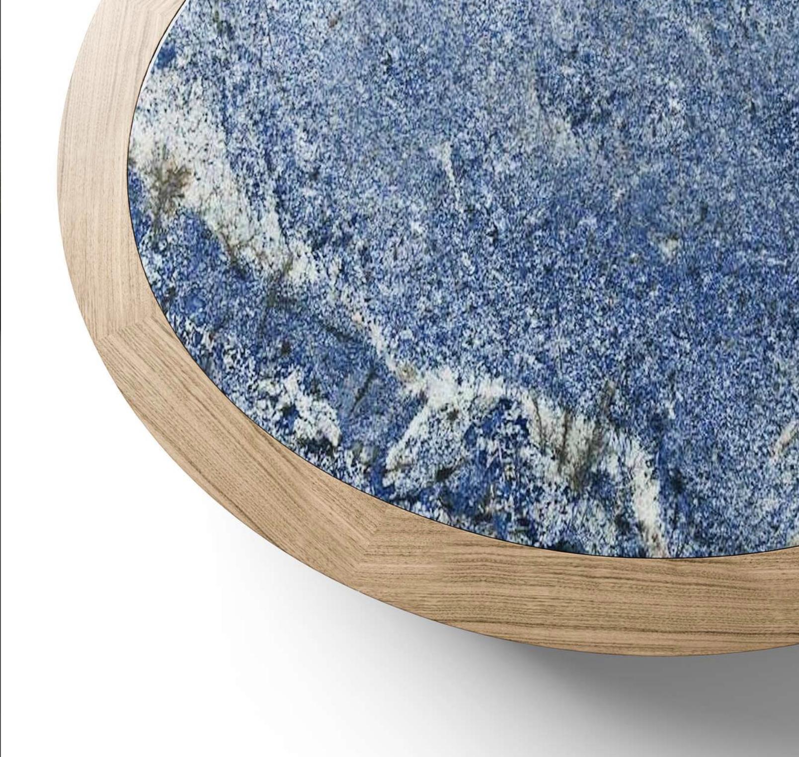 Charlotte Perriand Natural Walnut Coffee Table Monta Bahia Blue Top  For Cassina For Sale 2