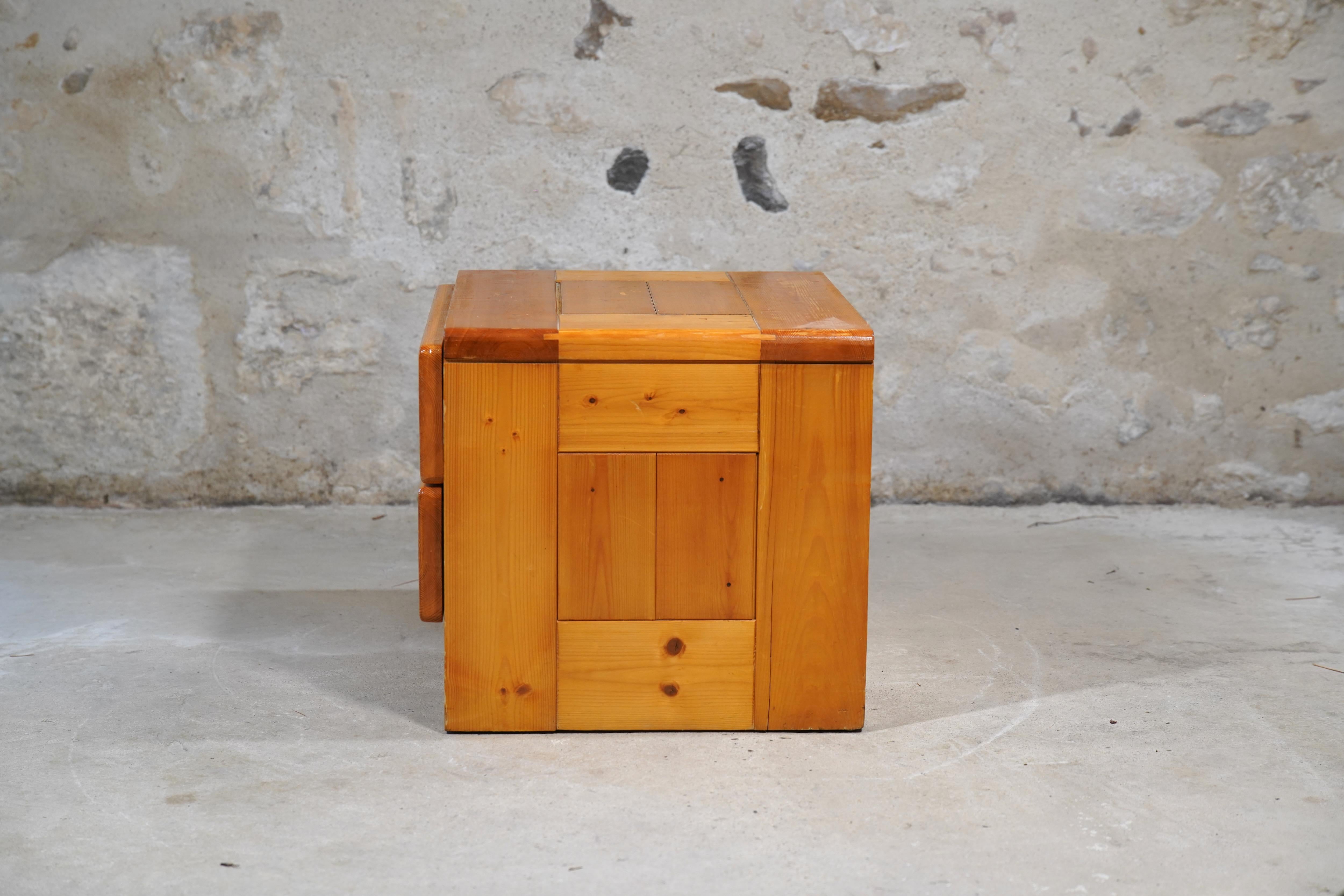 Charlotte Perriand Night Stand from Les Arcs in Savoie, France c. 1970 In Good Condition For Sale In Malibu, US