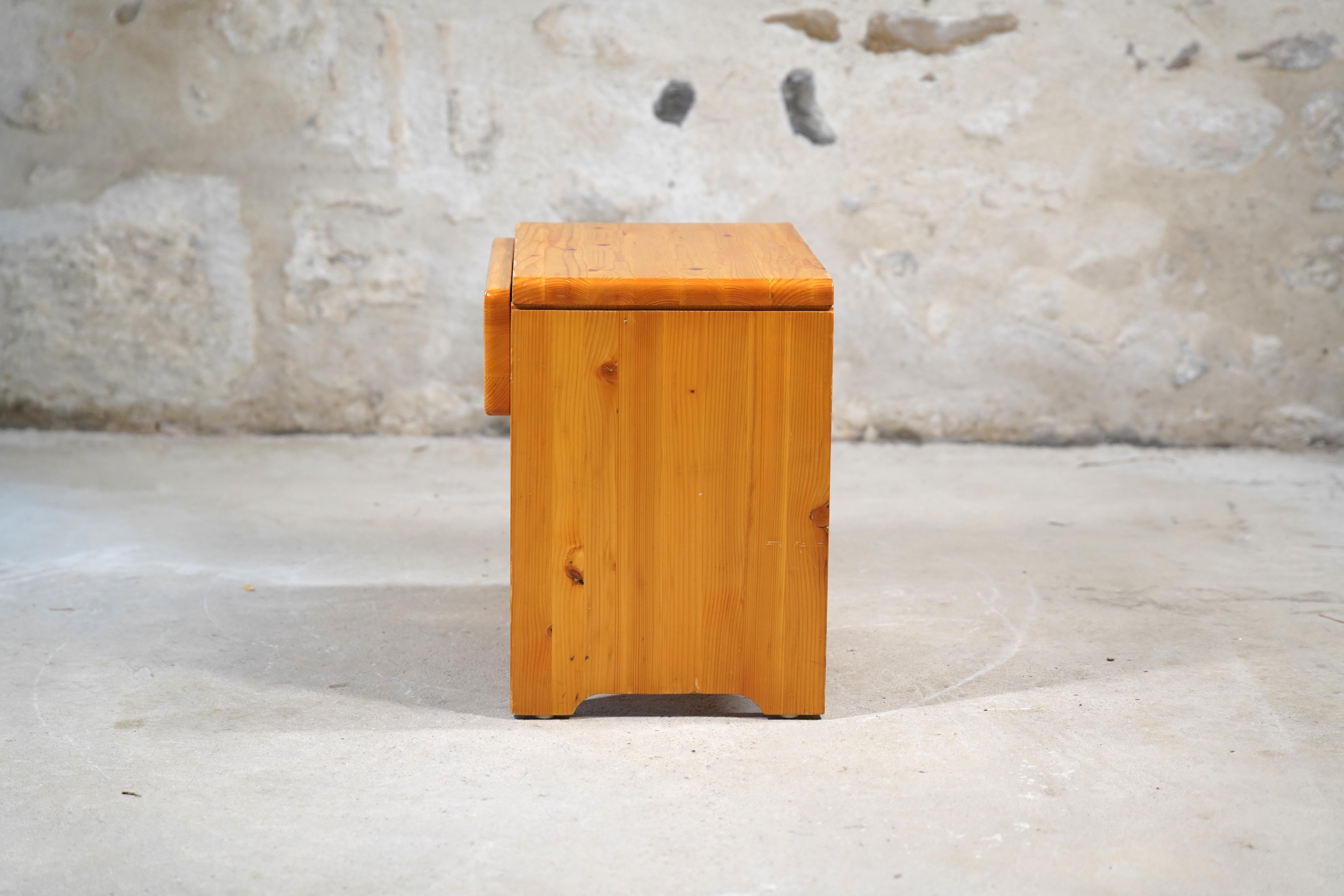French Charlotte Perriand Night Stand/Side Table from Les Arcs, France c. 1975 For Sale