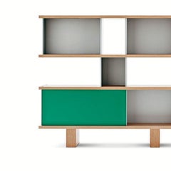 Charlotte Perriand Nuage Shelving Unit, Wood and Green, Yellow Aluminium