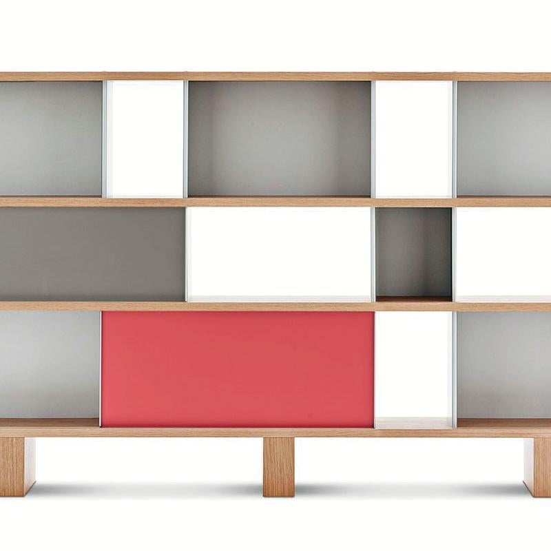 Mid-Century Modern Charlotte Perriand Nuage Shelving Unit, Wood and Aluminium by Cassina For Sale