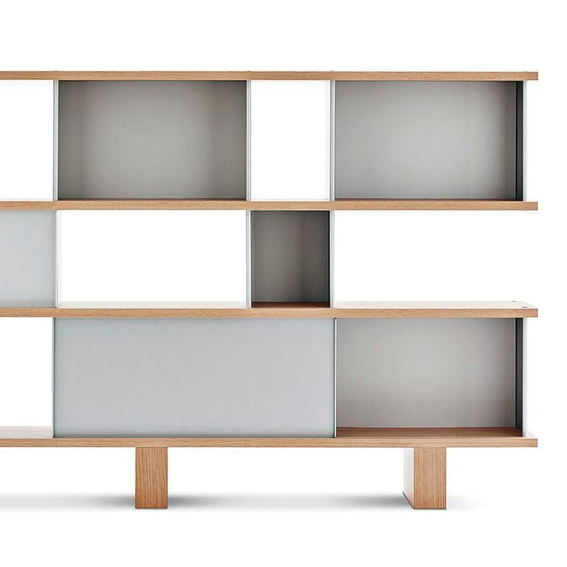 Mid-Century Modern Charlotte Perriand Nuage Shelving Unit, Wood and Aluminium by Cassina For Sale