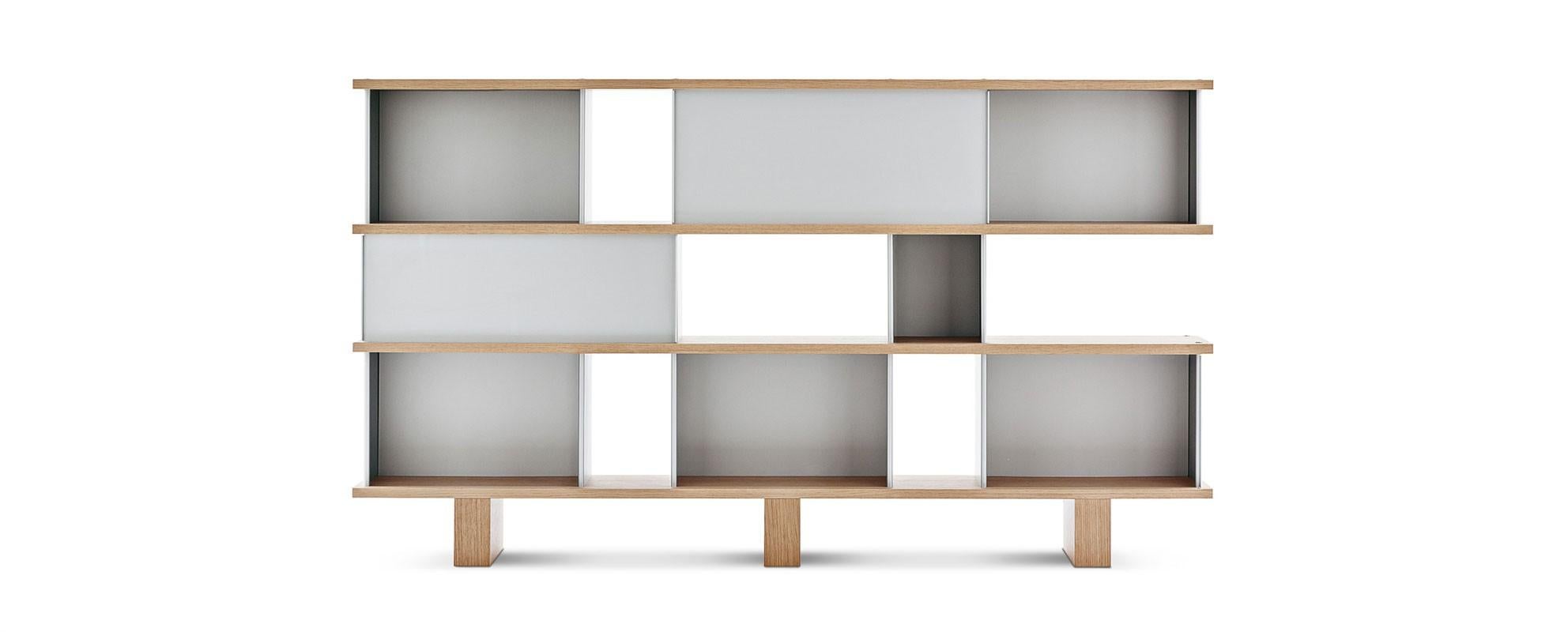 Mid-Century Modern Charlotte Perriand Nuage Shelving Unit, Wood and Aluminium by Cassina