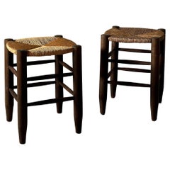 Charlotte Perriand, Pair of "Bauche" Rattan Stools, Model No 17, France c. 1960s