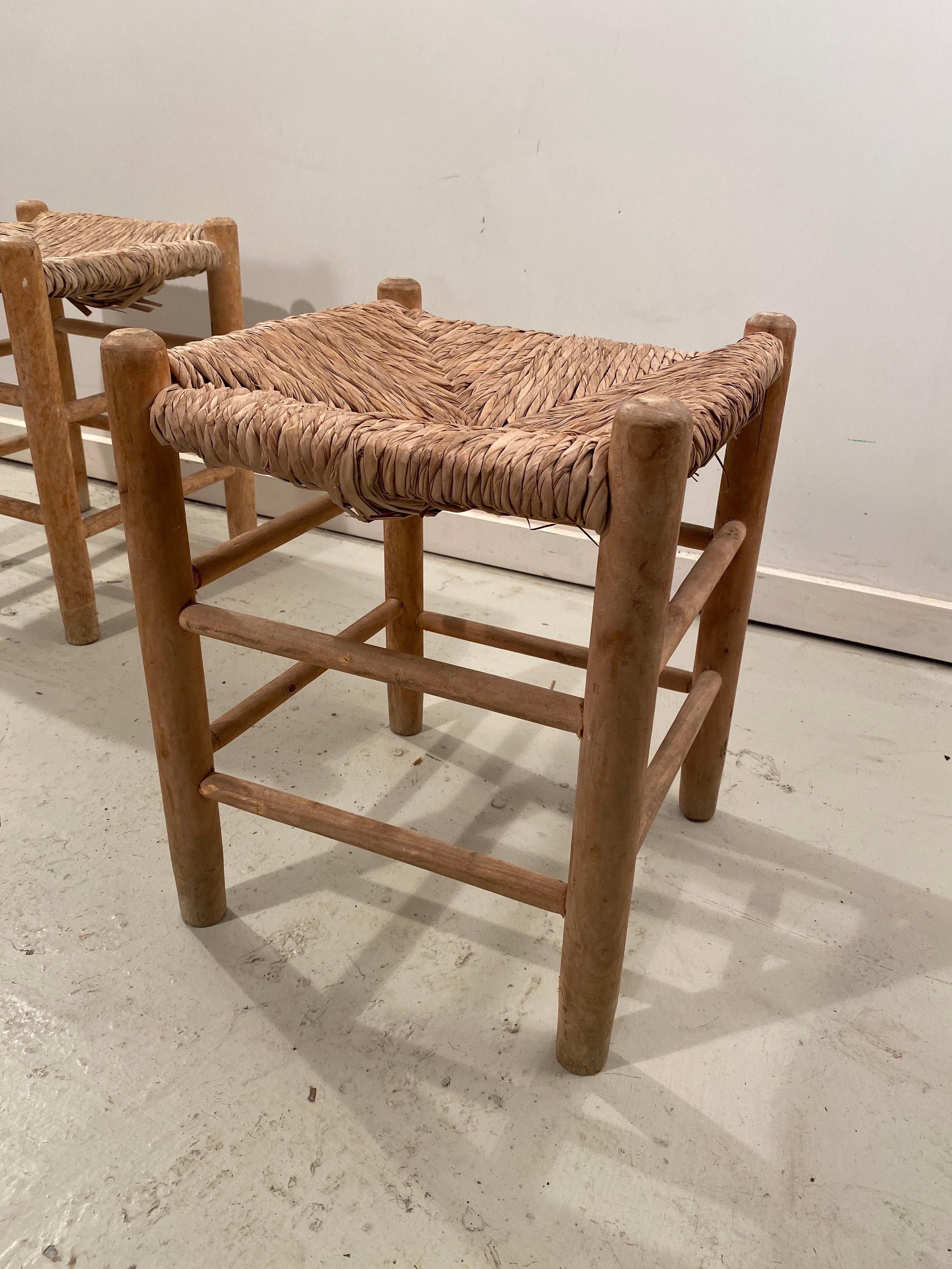 French Charlotte Perriand Pair of Dordogne Stools for Robert Sentou