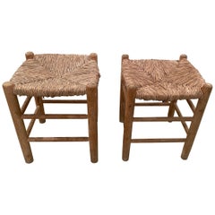 Charlotte Perriand Pair of Dordogne Stools for Robert Sentou