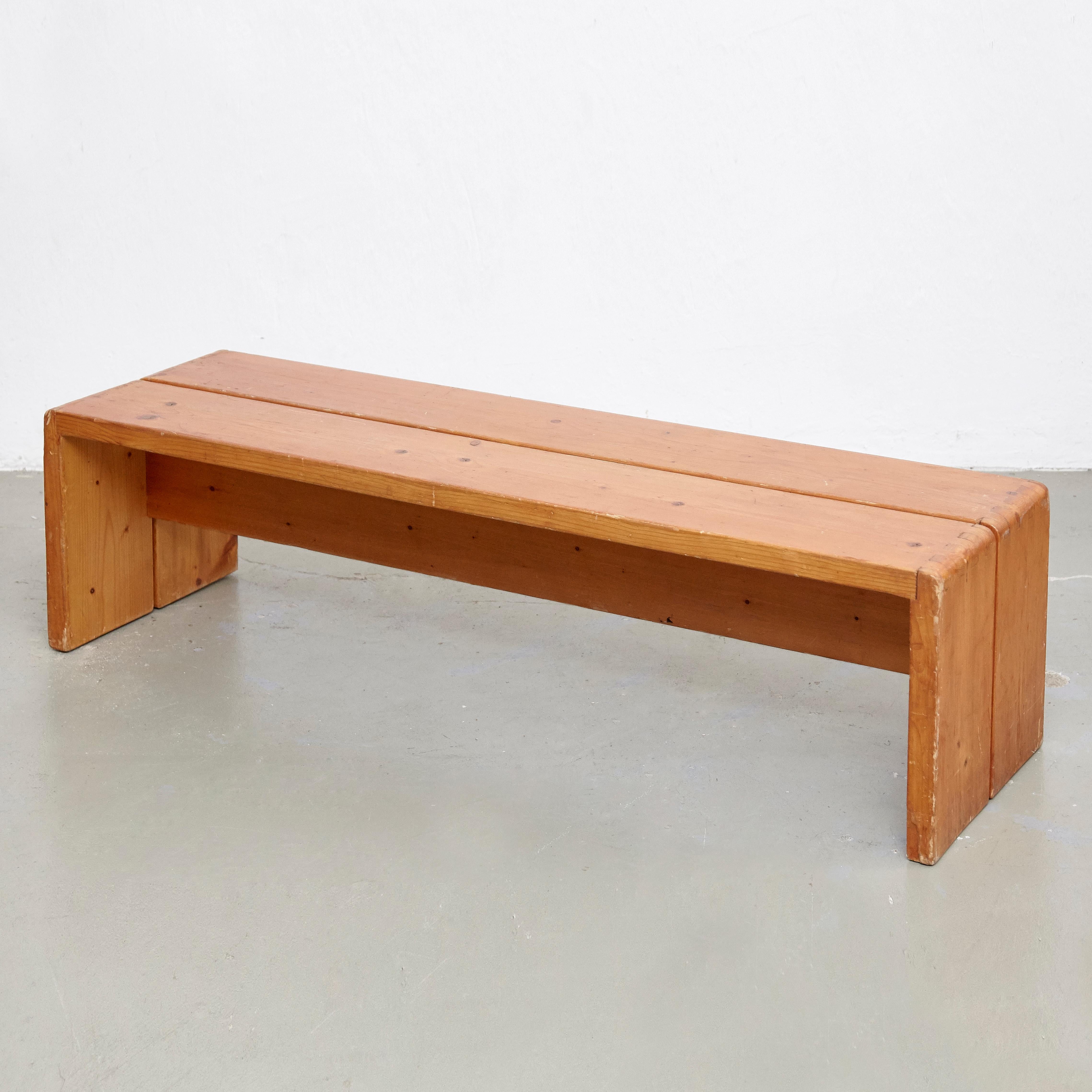 Charlotte Perriand, Pair of Large Wood Bench for Les Arcs, circa 1960 4