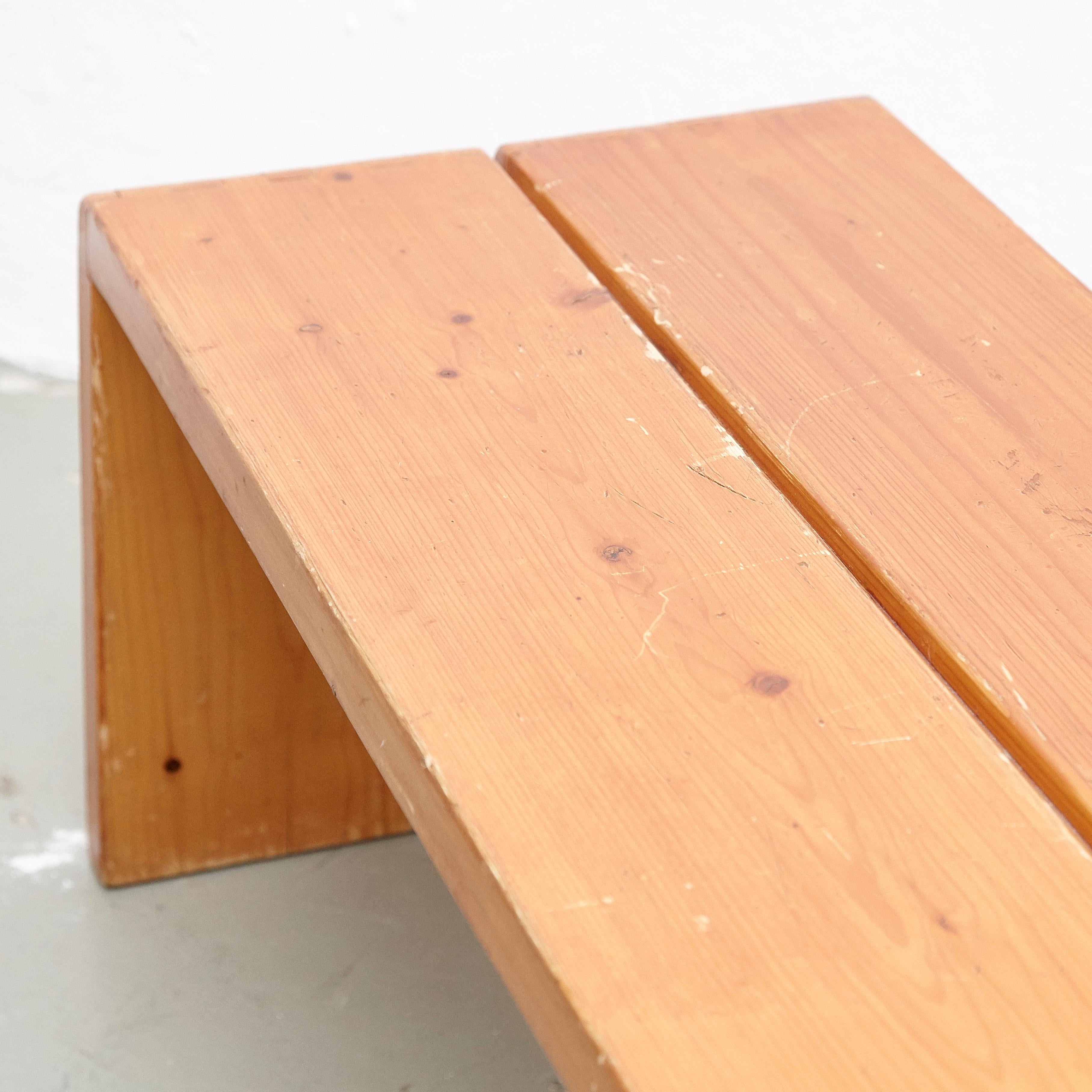 Charlotte Perriand, Pair of Large Wood Bench for Les Arcs, circa 1960 In Good Condition In Barcelona, Barcelona