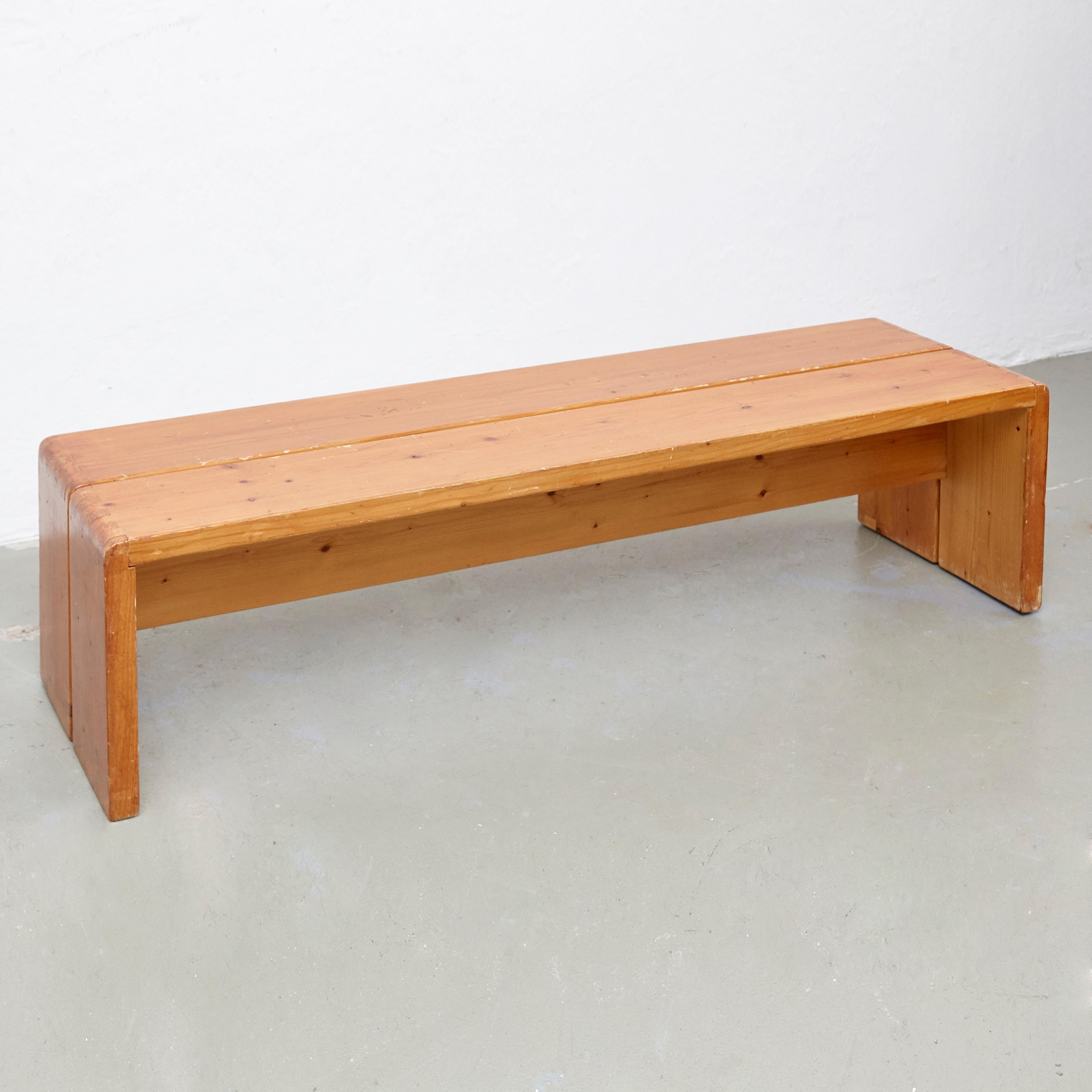 Pine Charlotte Perriand, Pair of Large Wood Bench for Les Arcs, circa 1960