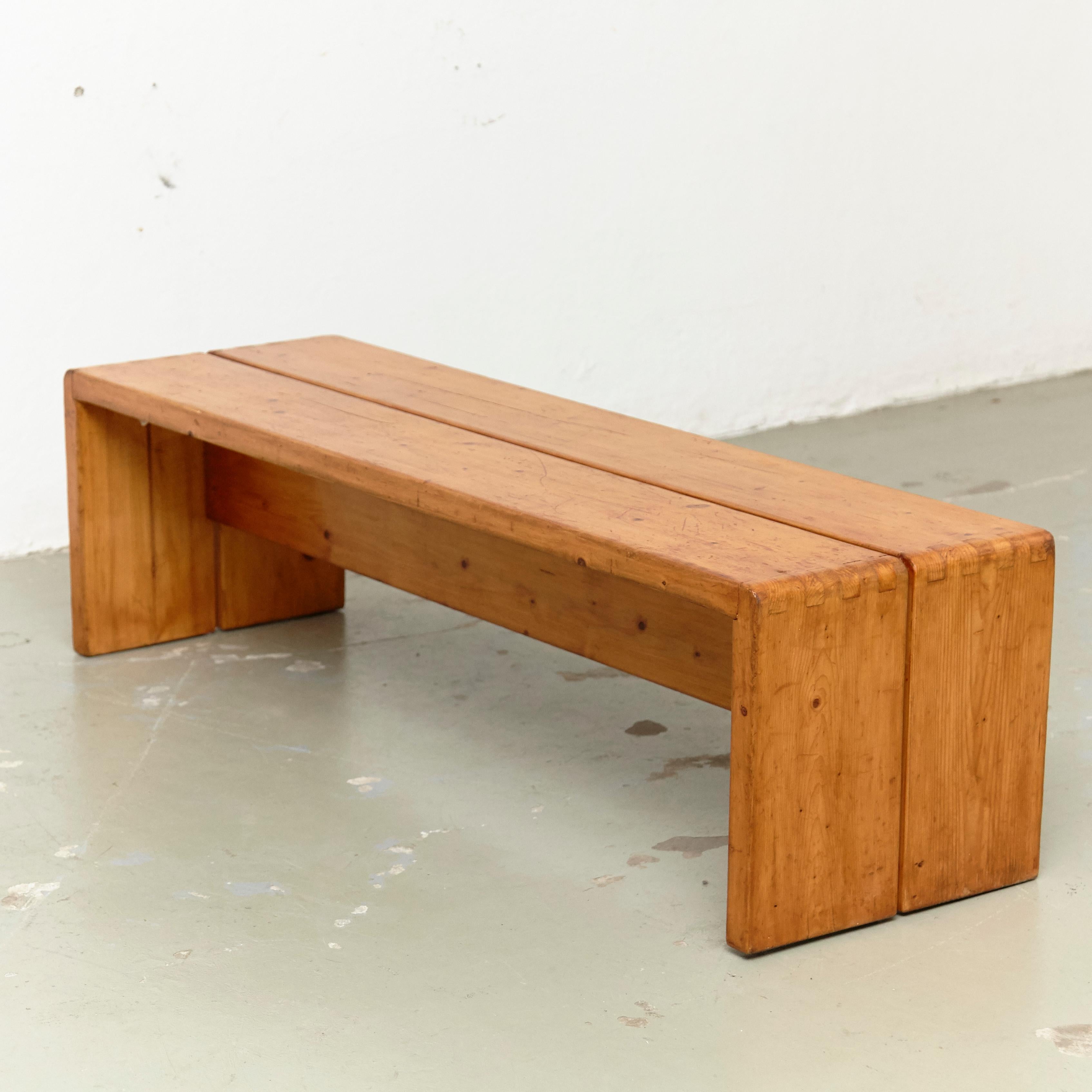 French Charlotte Perriand, Pair of Large Wood Benches for Les Arcs, circa 1960