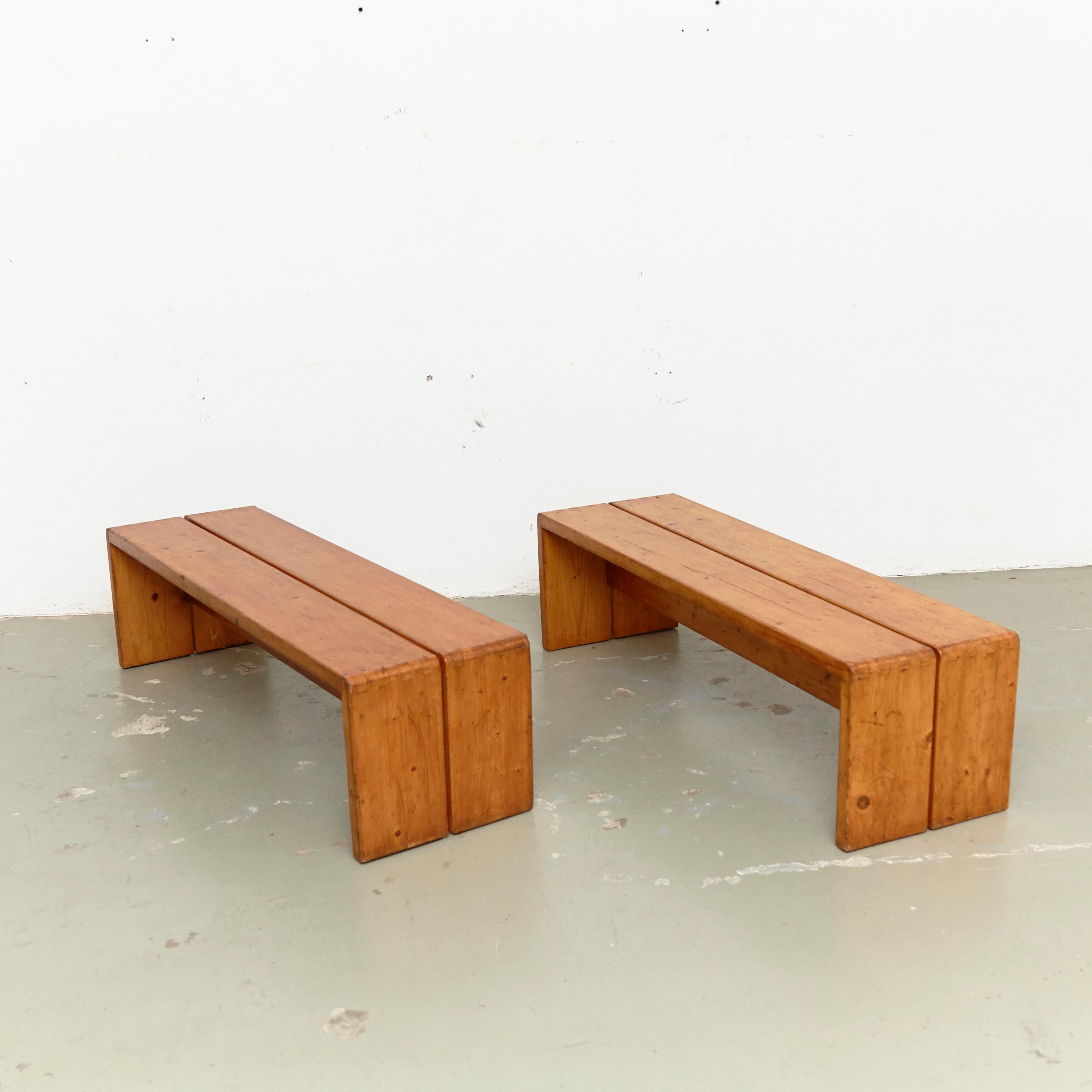 Charlotte Perriand, Pair of Large Wood Benches for Les Arcs, circa 1960 2