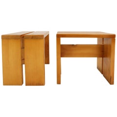 Charlotte Perriand Pair of Les Arcs Stools