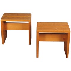 Charlotte Perriand Pair of Les Arcs Stools