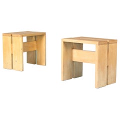 Charlotte Perriand Pair of Les Arcs Stools