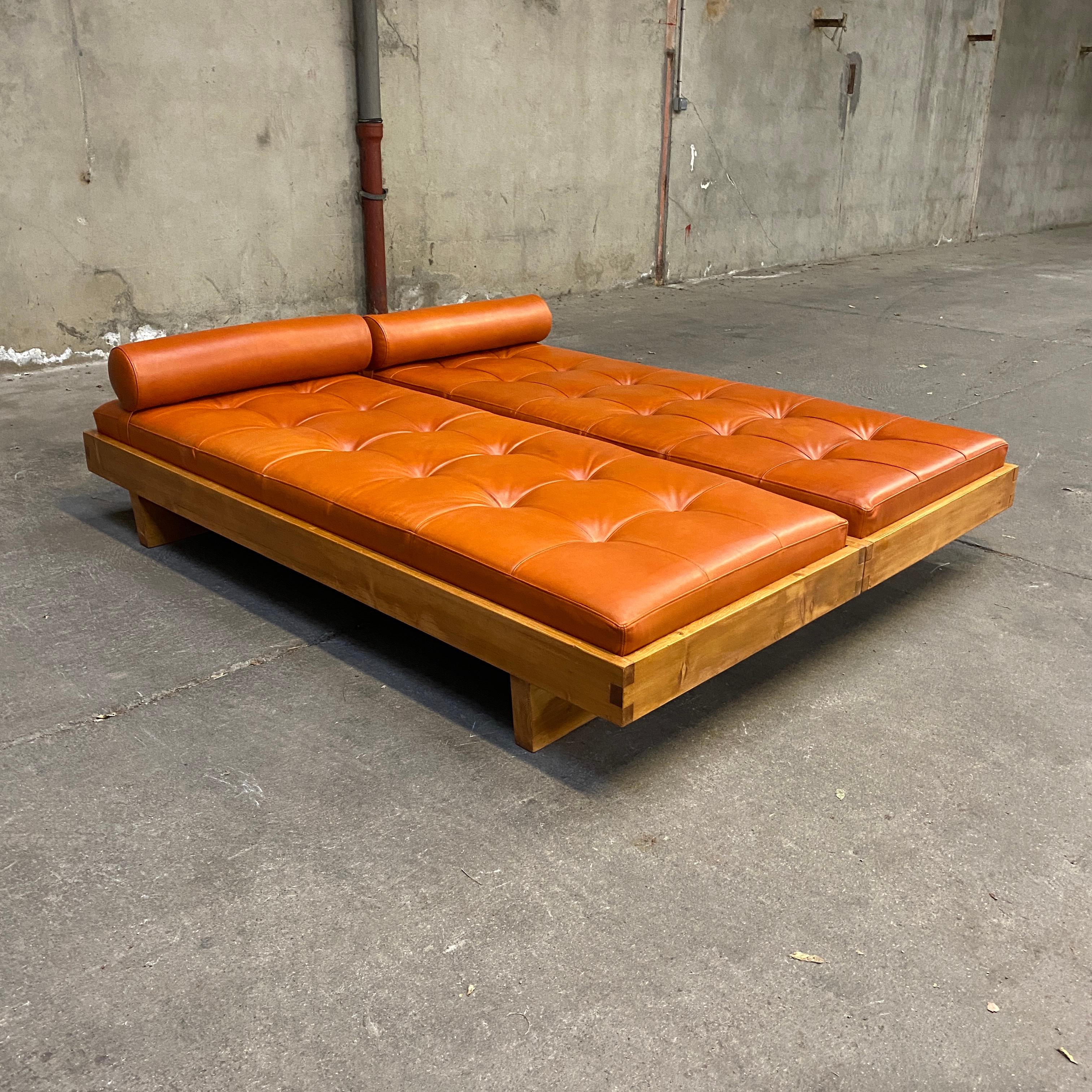 Leather Charlotte Perriand Pair of Meribel Daybed
