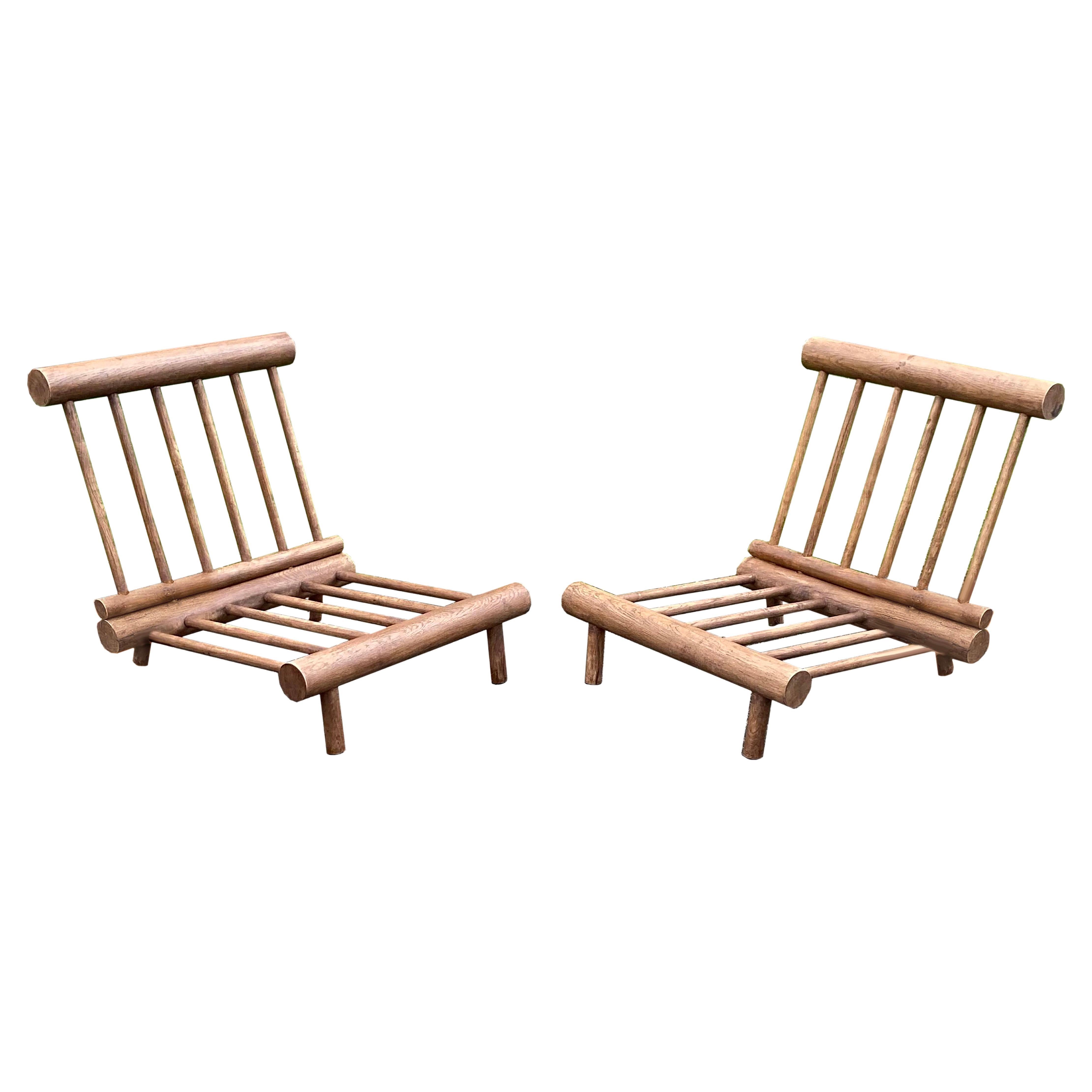 Charlotte Perriand Coppia di poltrone in Oak Les Arcs 1600 in vendita