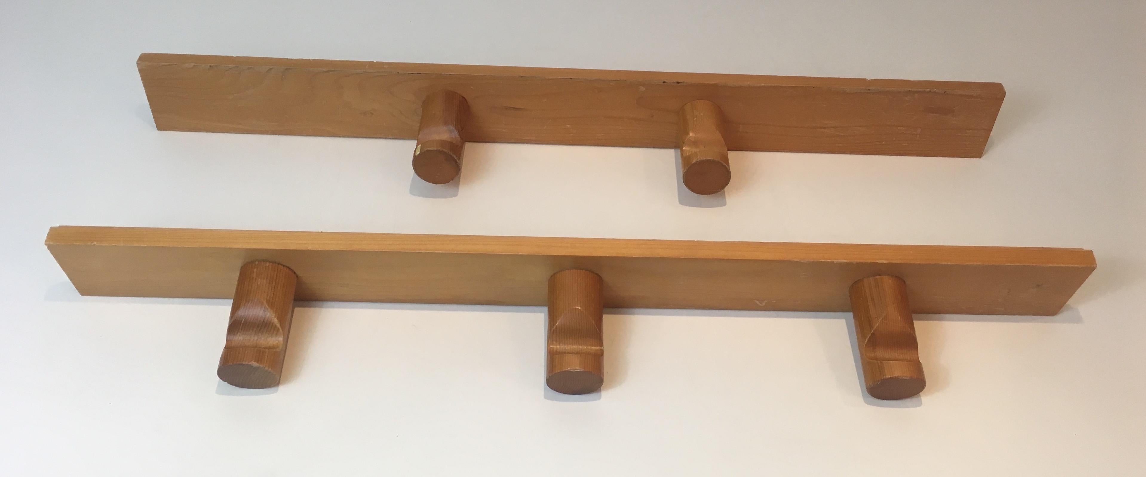 Charlotte Perriand, Pair of Pine Wood Wall Coat-Hangers, French, Circa 1960 8