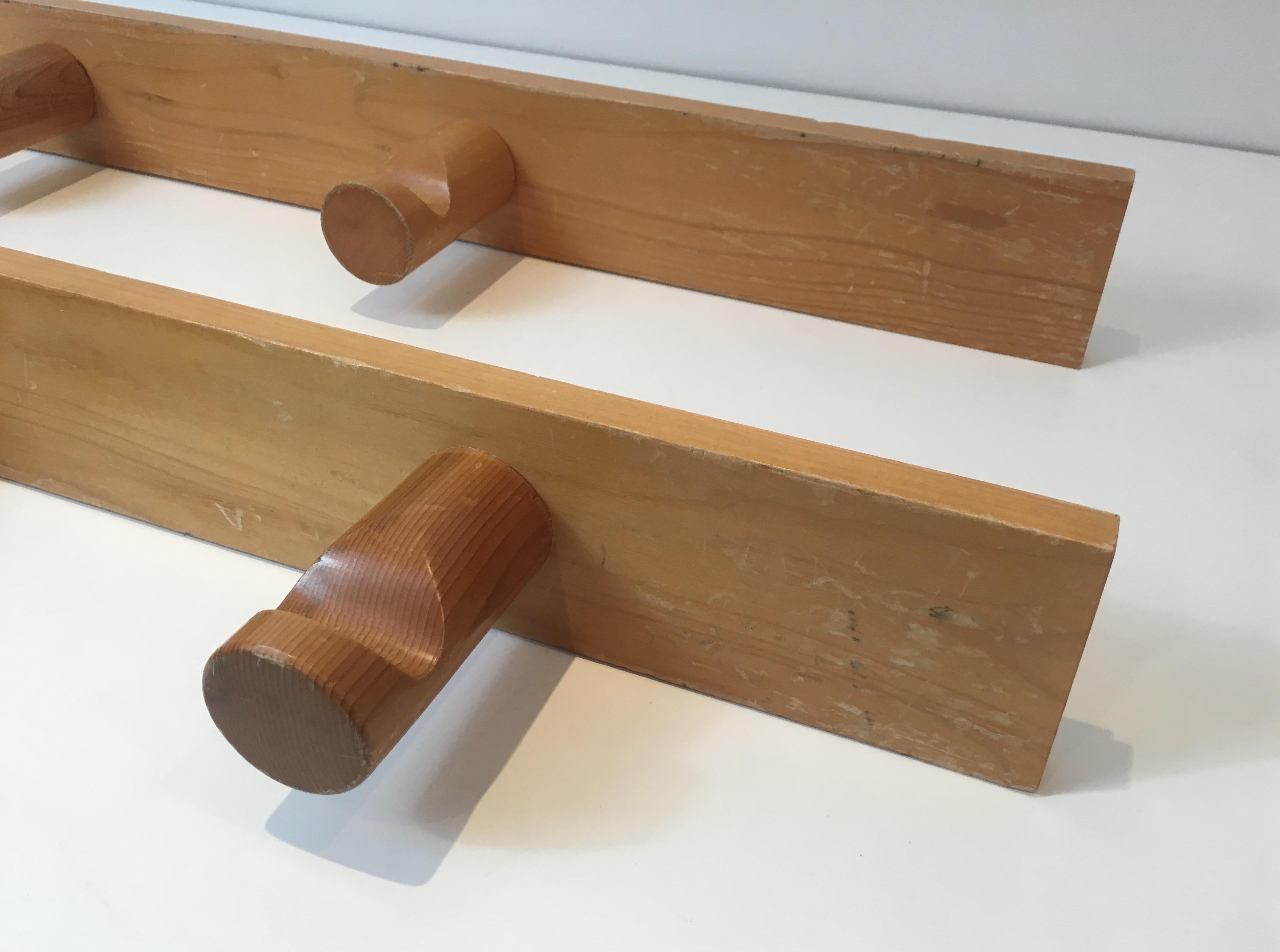 Charlotte Perriand, Pair of Pine Wood Wall Coat-Hangers, French, Circa 1960 9