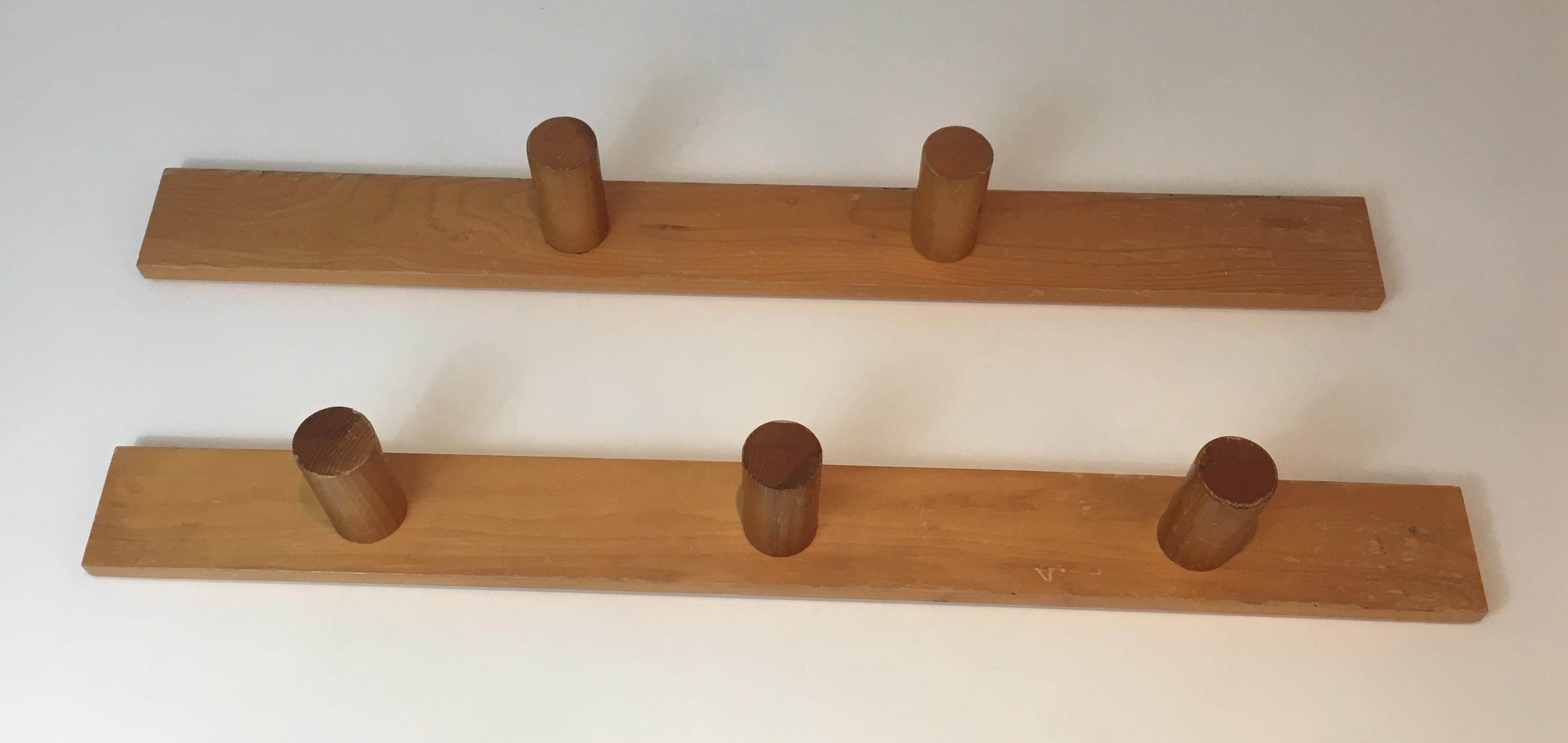 Charlotte Perriand, Pair of Pine Wood Wall Coat-Hangers, French, Circa 1960 12
