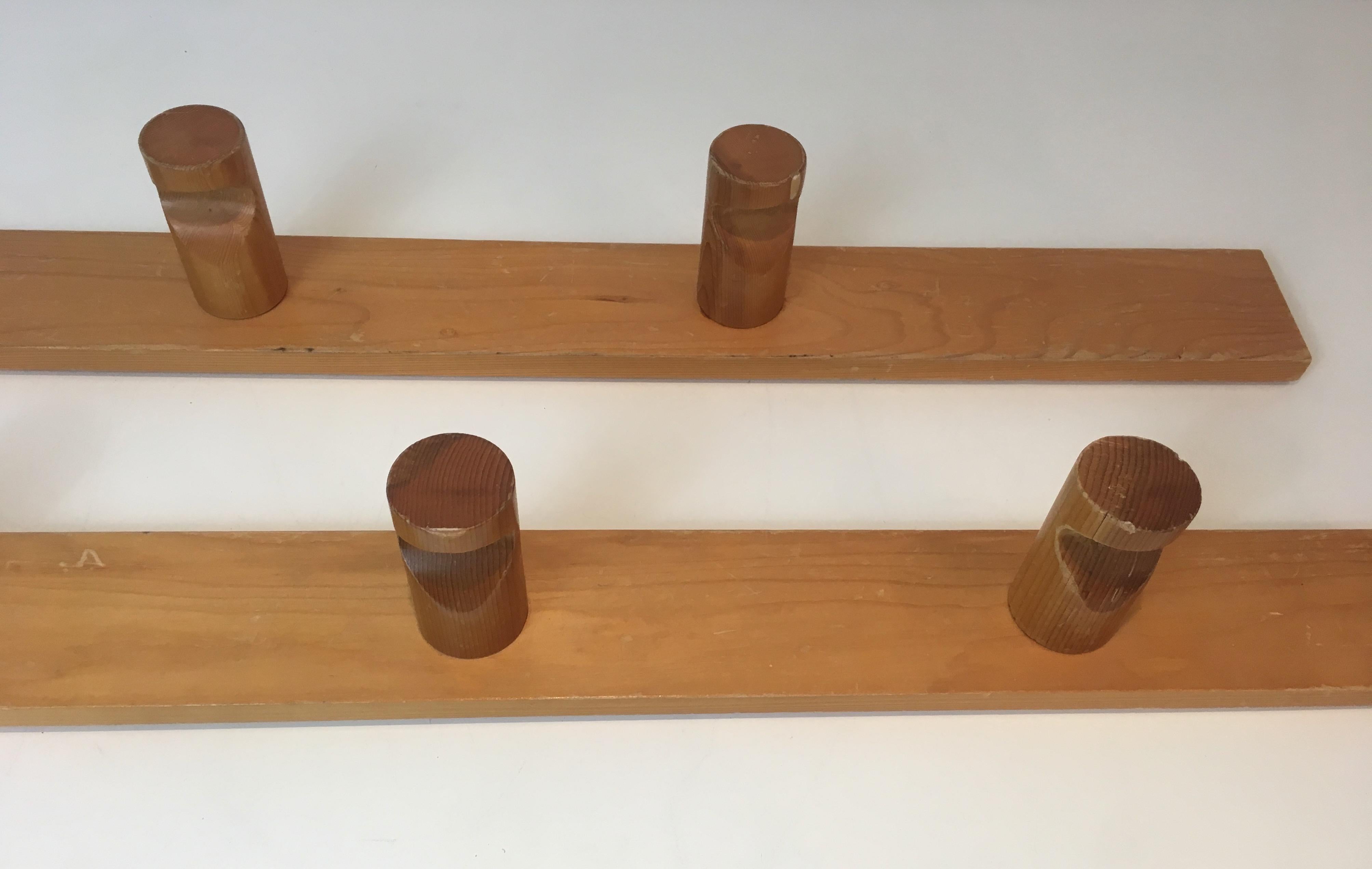 Charlotte Perriand, Pair of Pine Wood Wall Coat-Hangers, French, Circa 1960 1