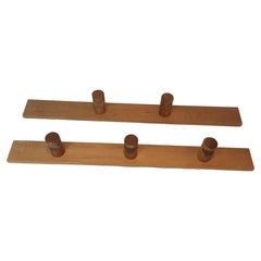 Charlotte Perriand, Pair of Pine Wood Wall Coat-Hangers, French, Circa 1960