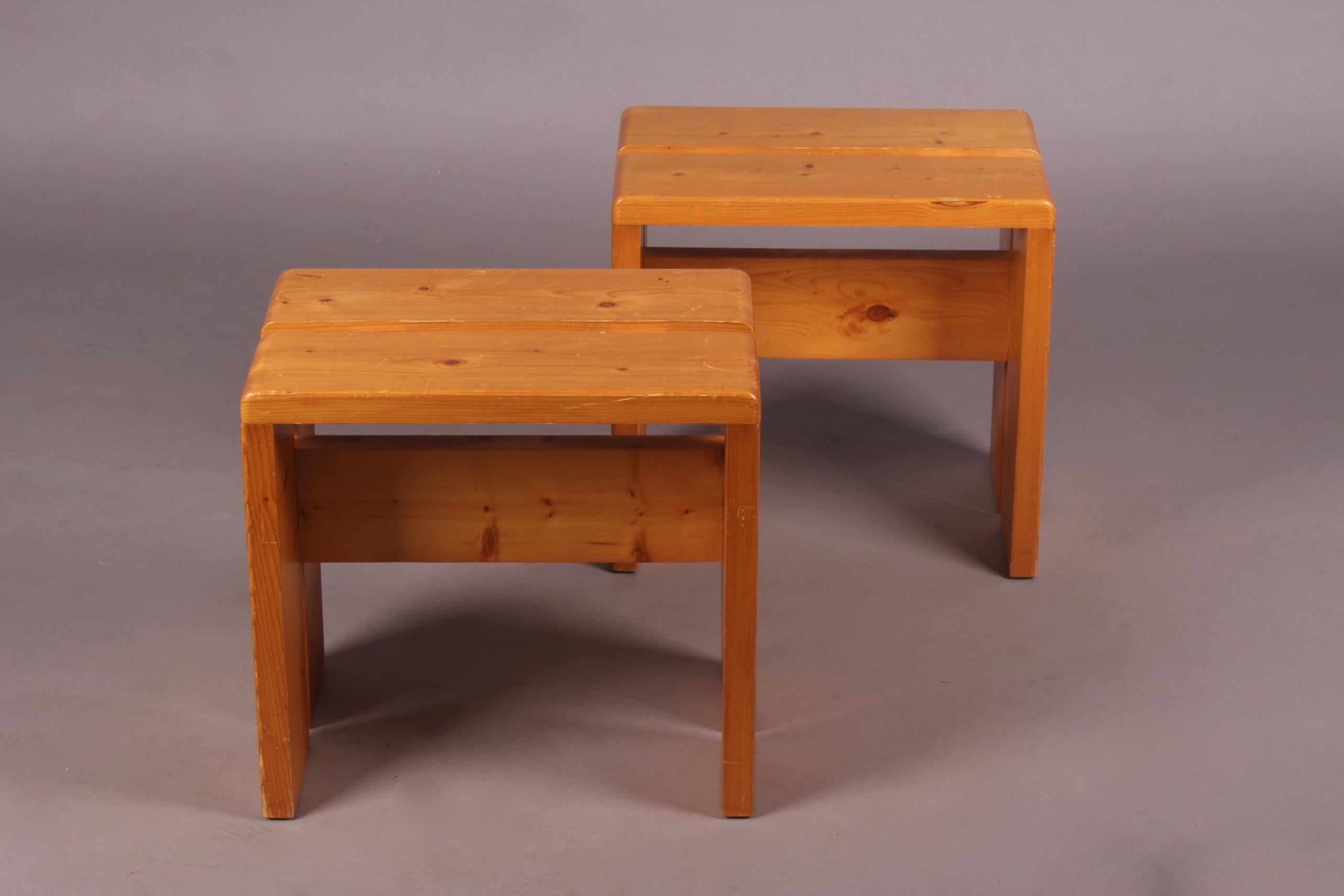 Mid-20th Century Charlotte Perriand Pair of Stools for Les Arcs