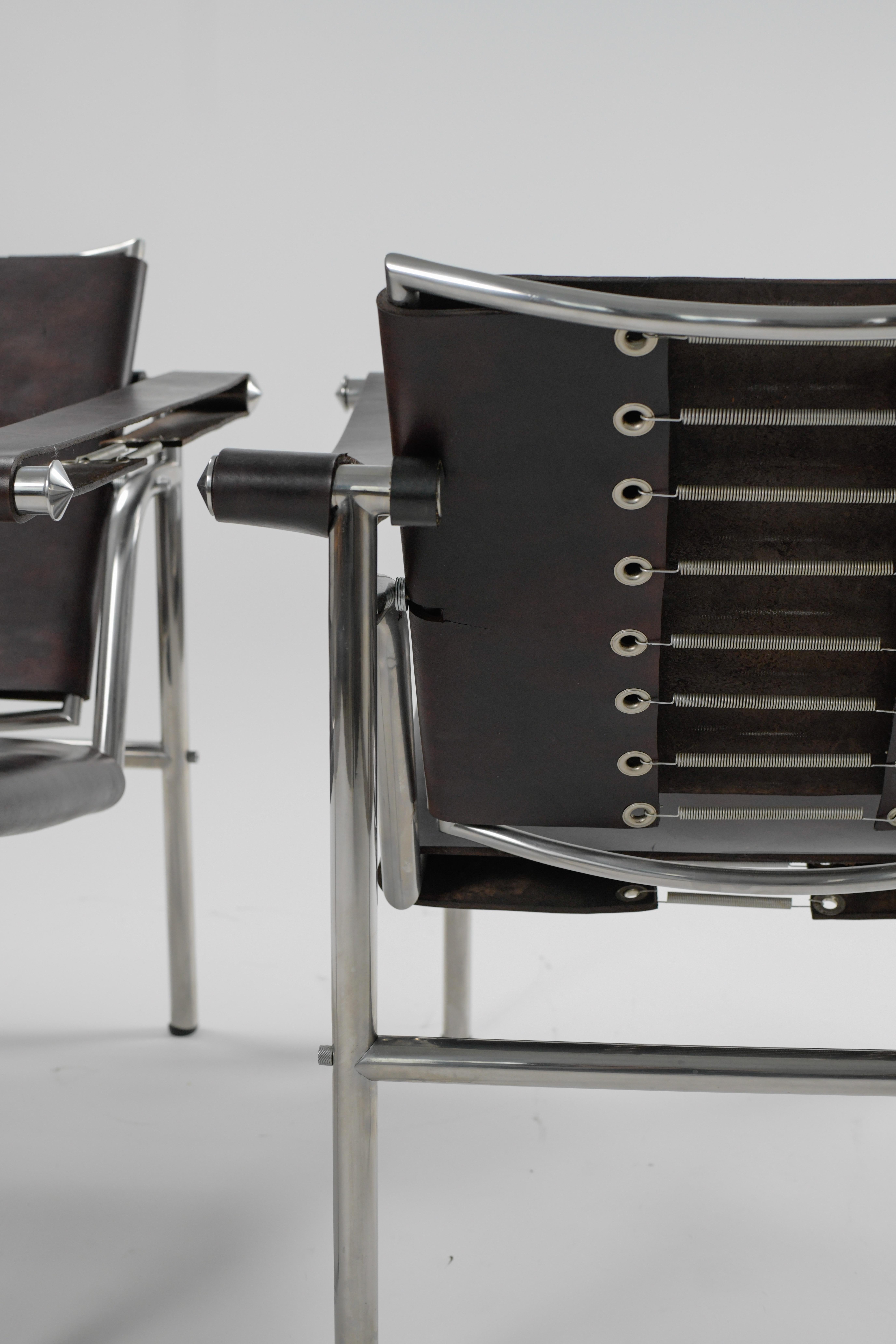 American Charlotte Perriand, Pierre Jeanneret and Le Corbusier LC1 Armchairs  For Sale