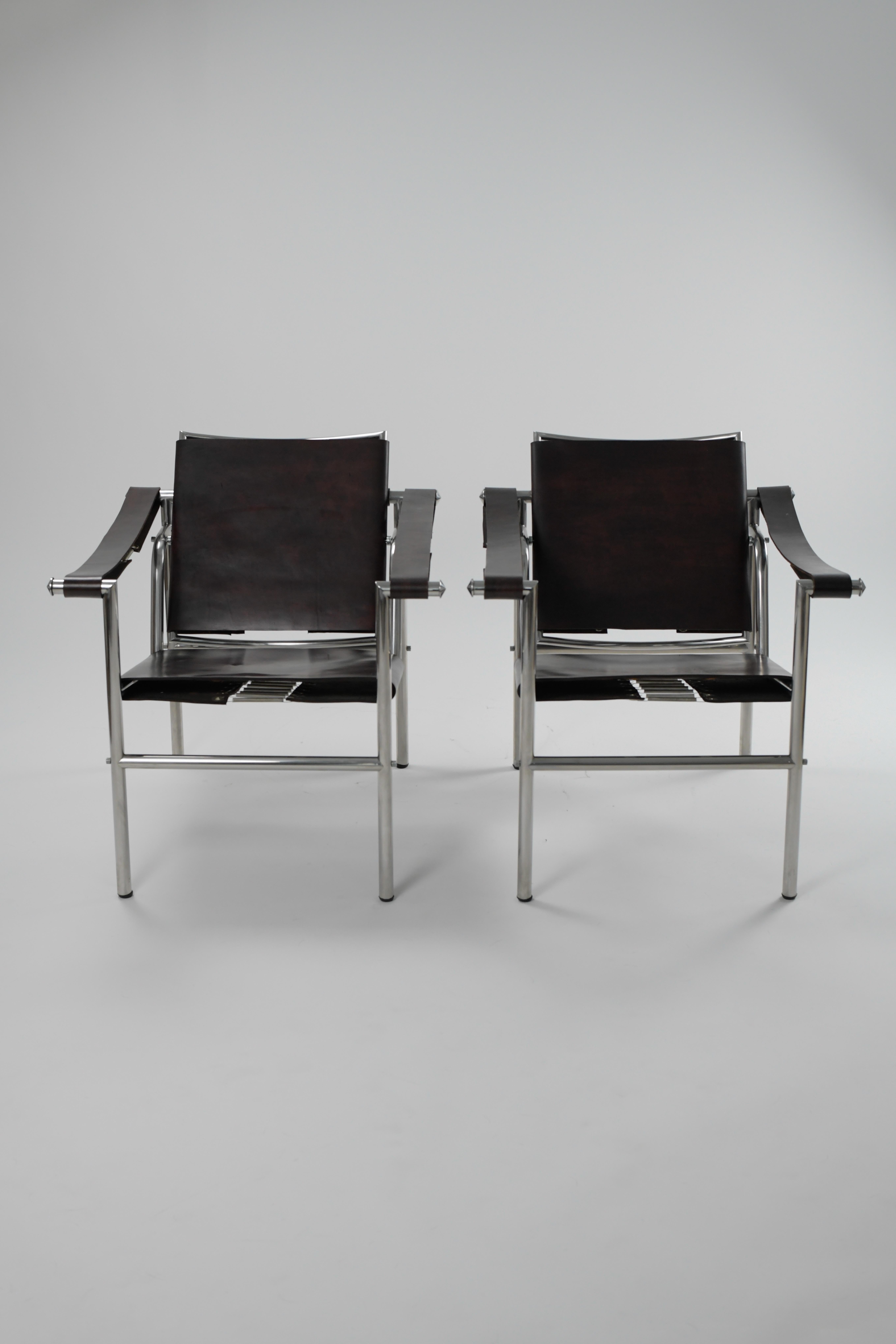 Charlotte Perriand, Pierre Jeanneret and Le Corbusier LC1 Armchairs  In Good Condition For Sale In Los Angeles, CA