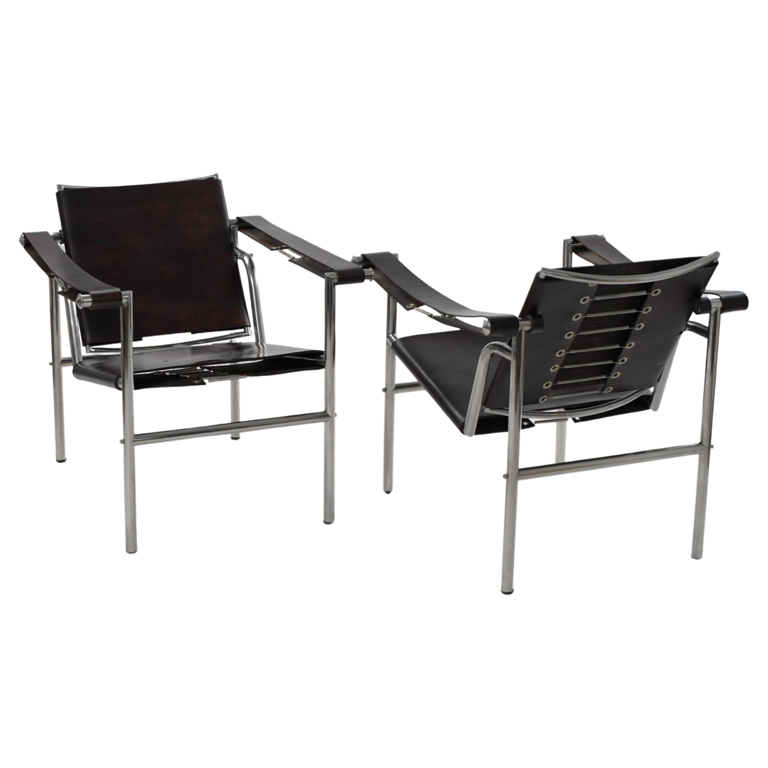 Charlotte Perriand, Pierre Jeanneret and Le Corbusier LC1 Armchairs  For Sale