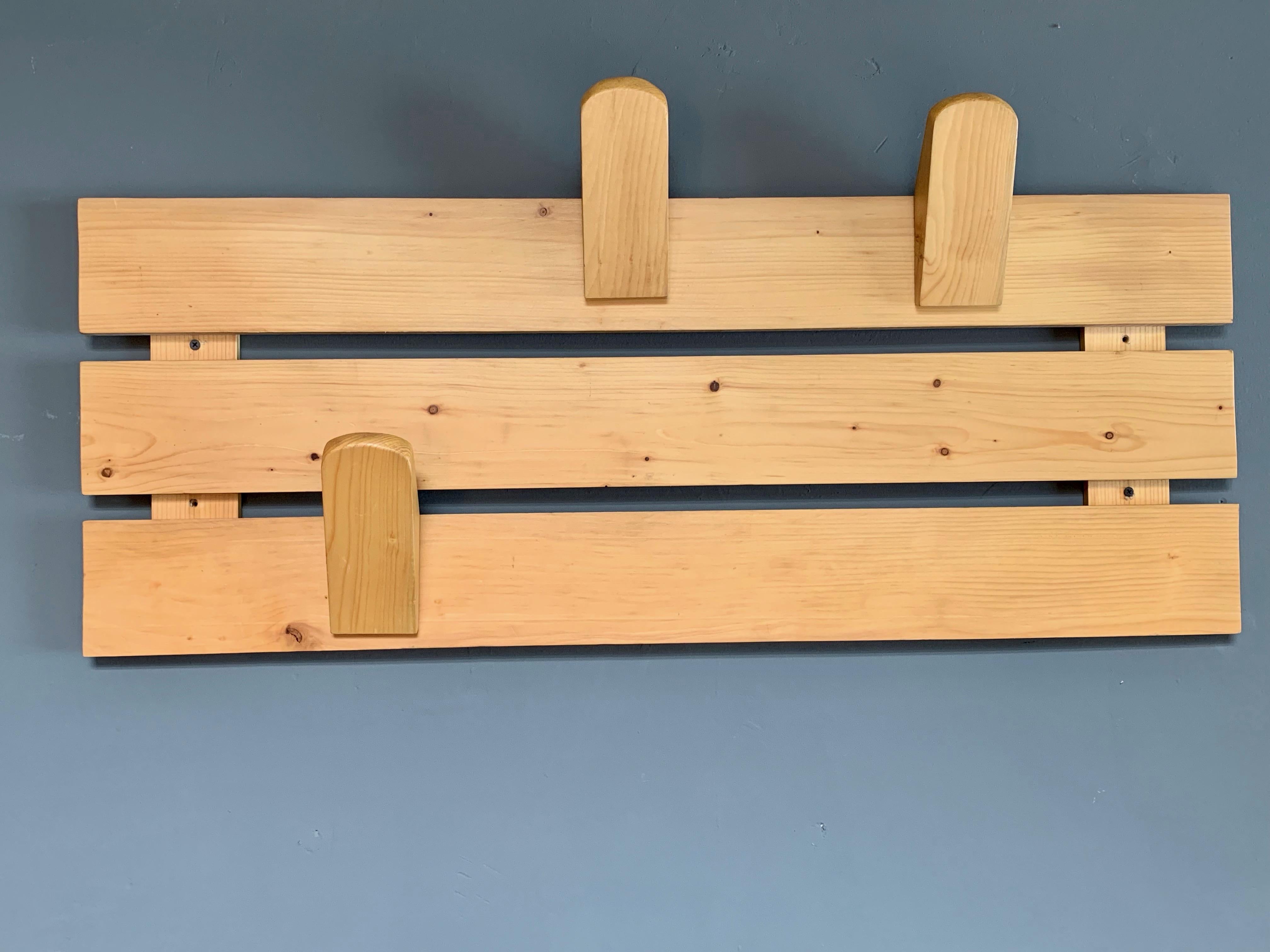 Late 20th Century Charlotte Perriand Pine Coat Rack from Les Arcs