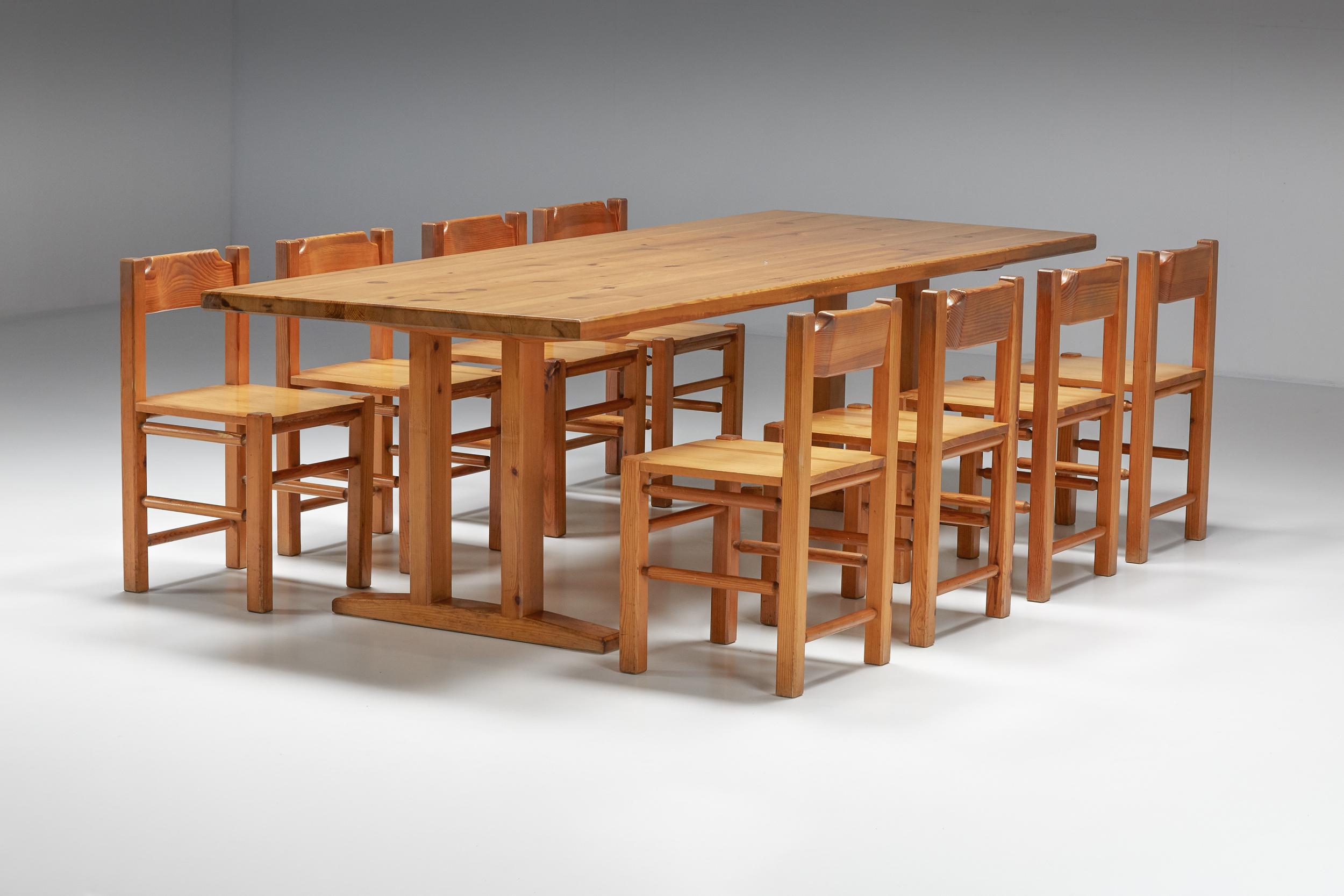 French Charlotte Perriand Inspired Pine Dining Table