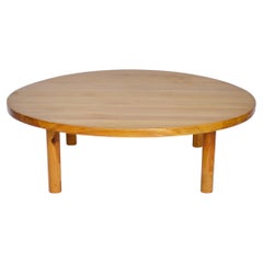Charlotte Perriand Pine Round Coffee Table for Les Arcs