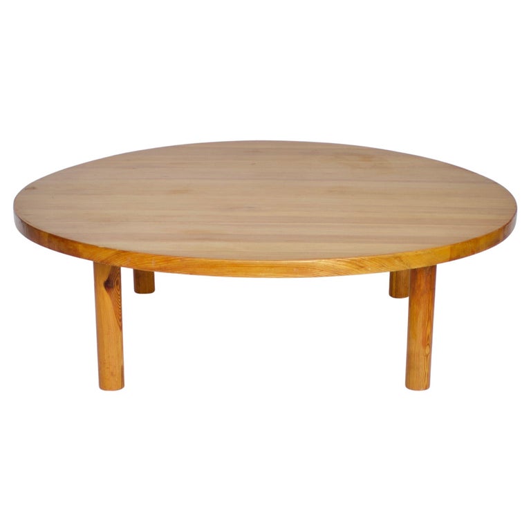 Charlotte Perriand Pine Round Coffee Table for Les Arcs For Sale at 1stDibs