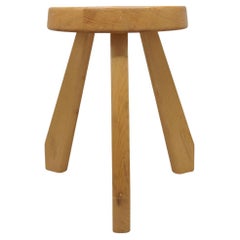 Charlotte Perriand Pine Sandoz Stool, Les Arcs, France, 1960s