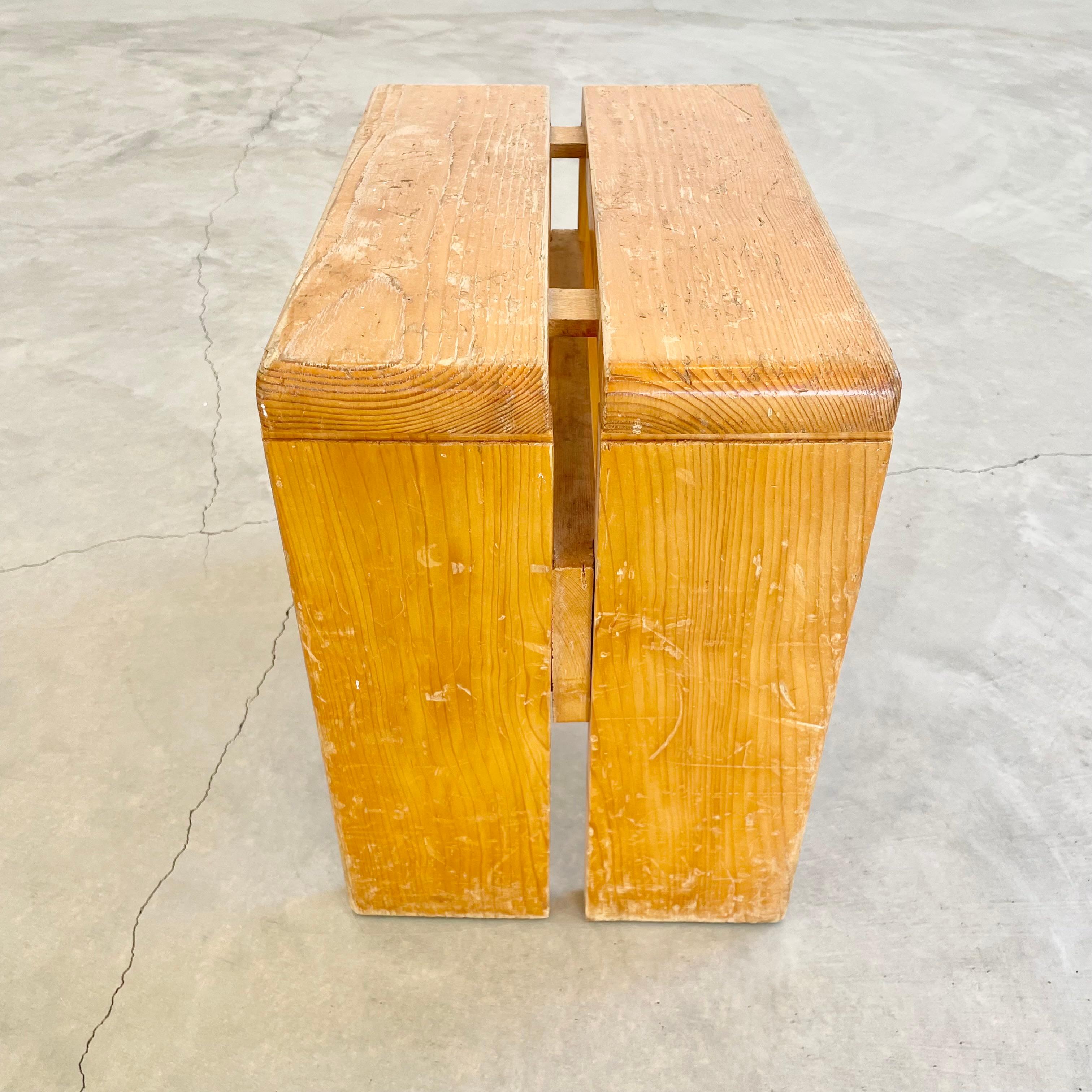 Mid-20th Century Charlotte Perriand Pine Stool for Les Arcs For Sale