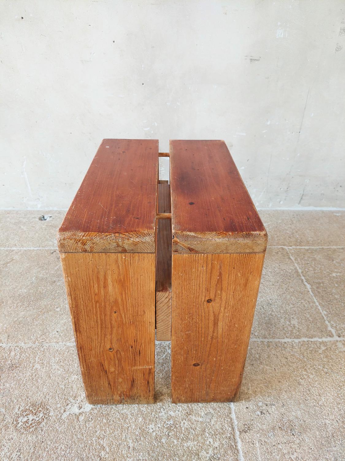 Charlotte Perriand Pine Wood Stool for Les Arcs, 1960s For Sale 5