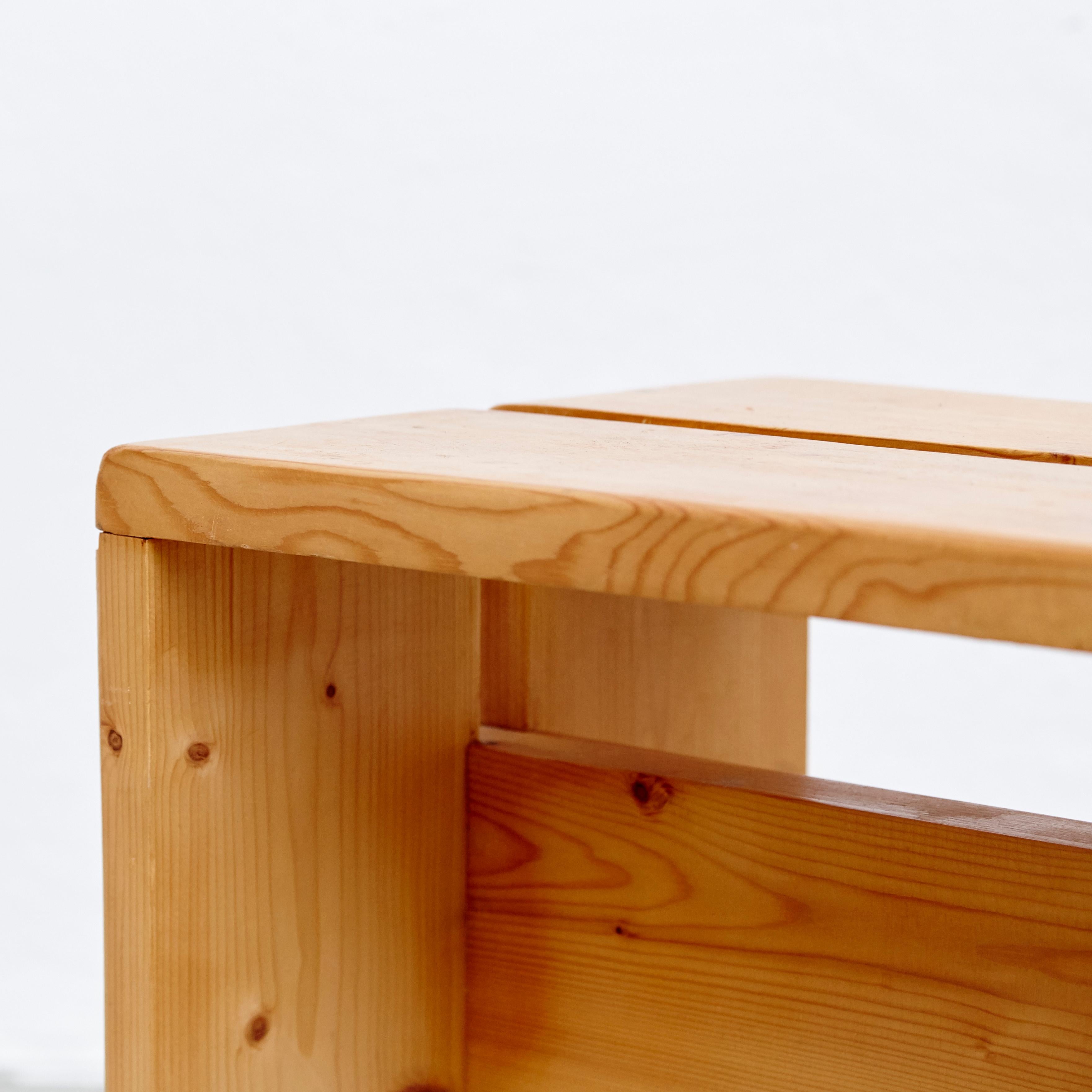 Charlotte Perriand Pine Wood Stool for Les Arcs 4