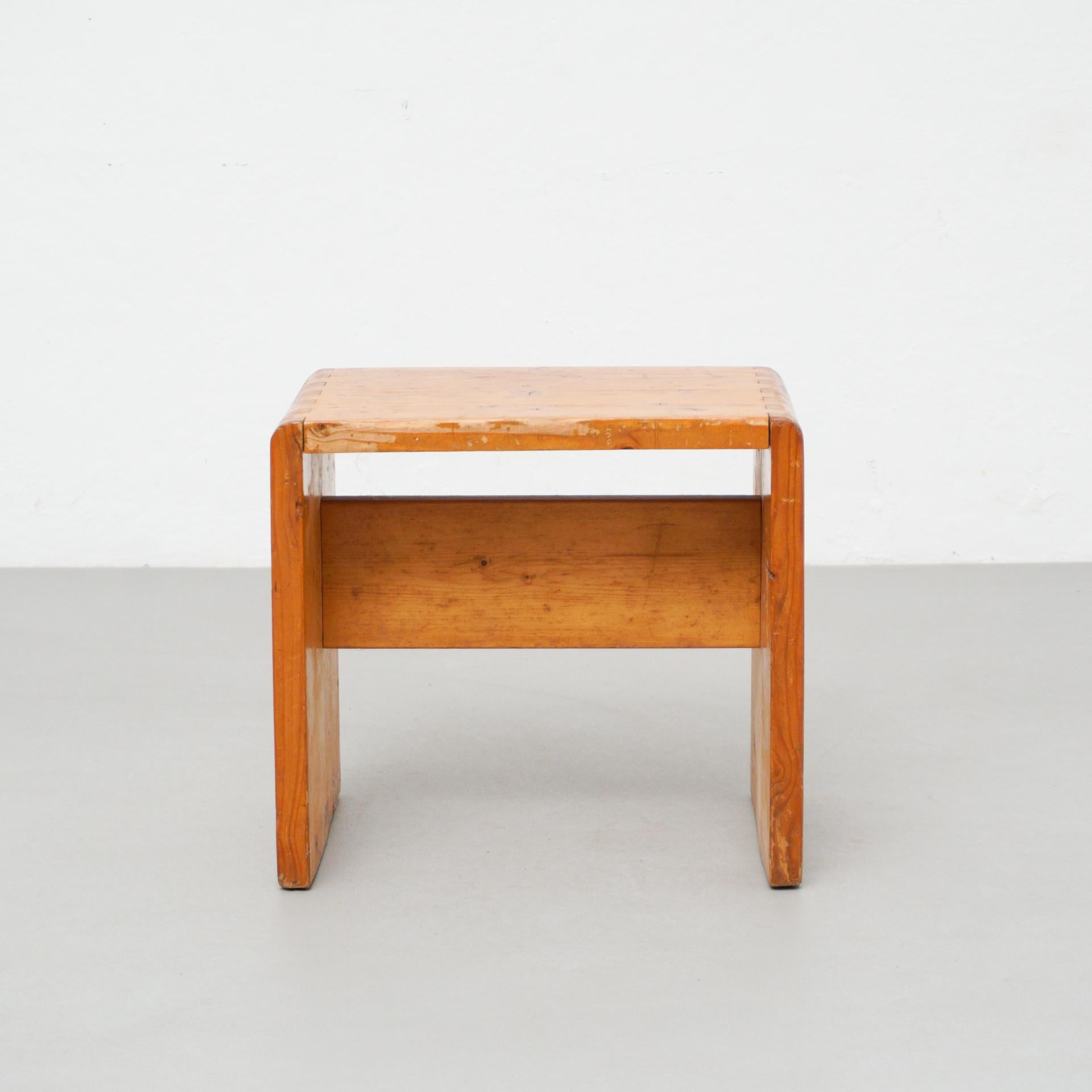 Charlotte Perriand Pine Wood Stool for Les Arcs 5