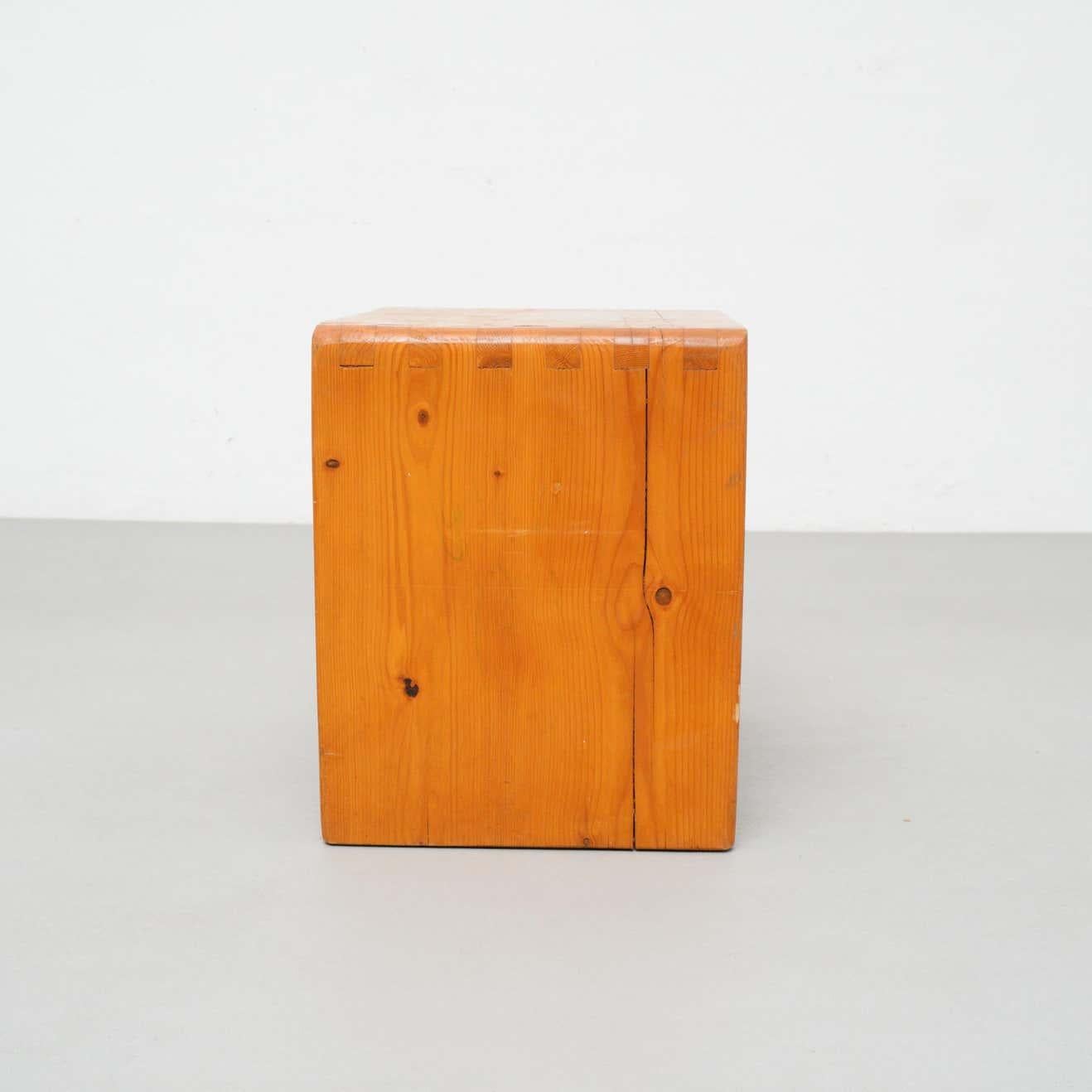 Charlotte Perriand Pine Wood Stool for Les Arcs For Sale 5