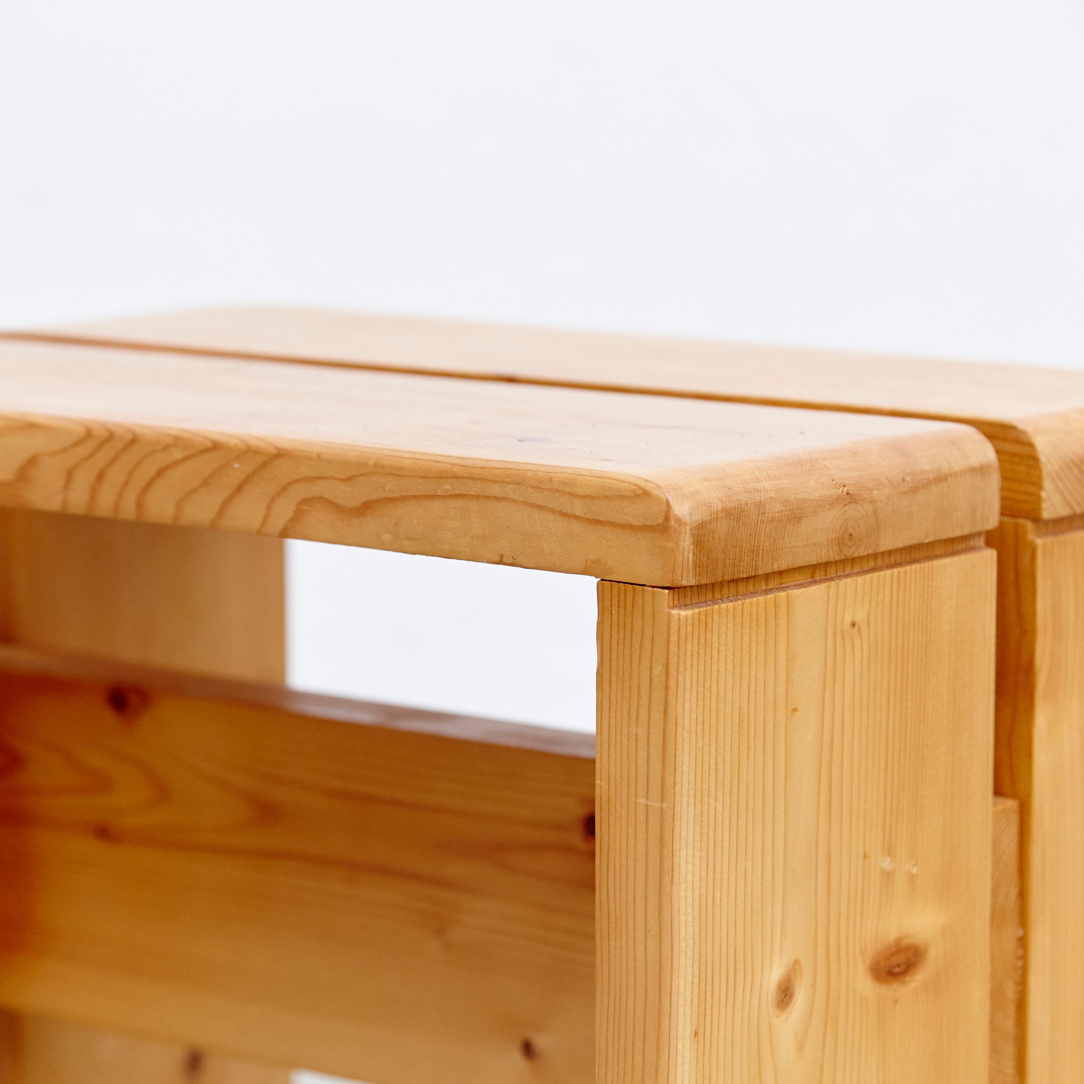 Charlotte Perriand Pine Wood Stool for Les Arcs 2