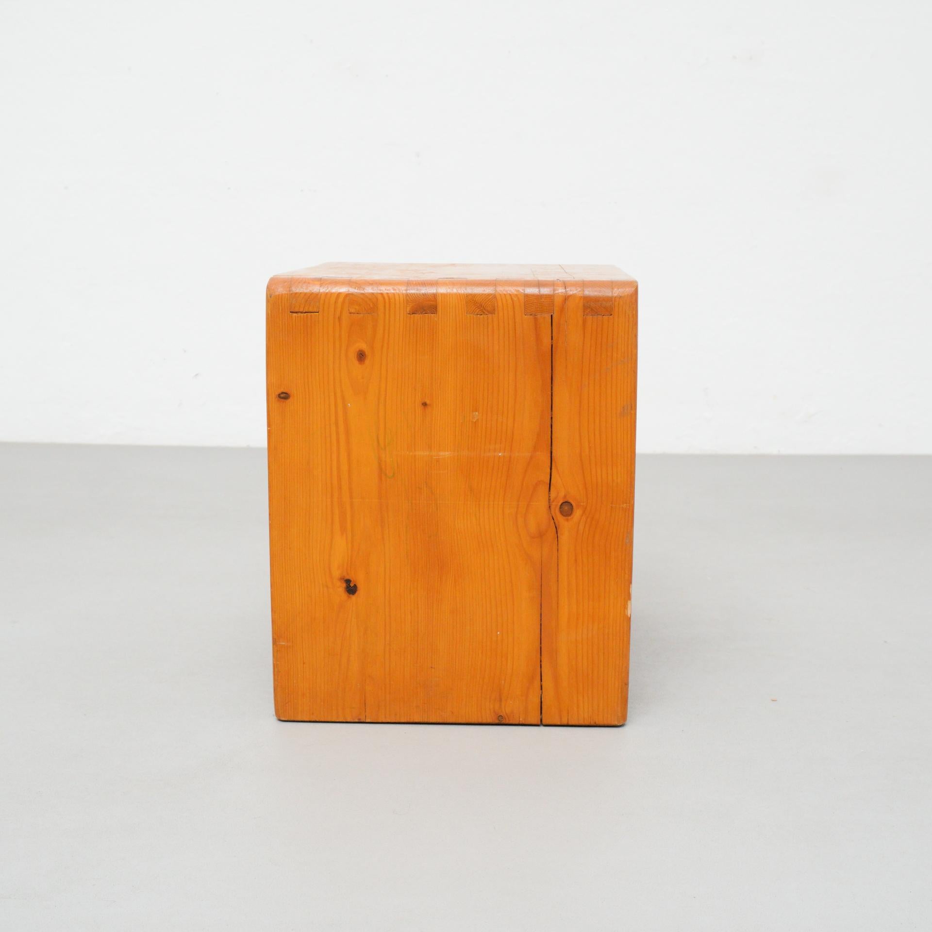 Charlotte Perriand Pine Wood Stool for Les Arcs 2