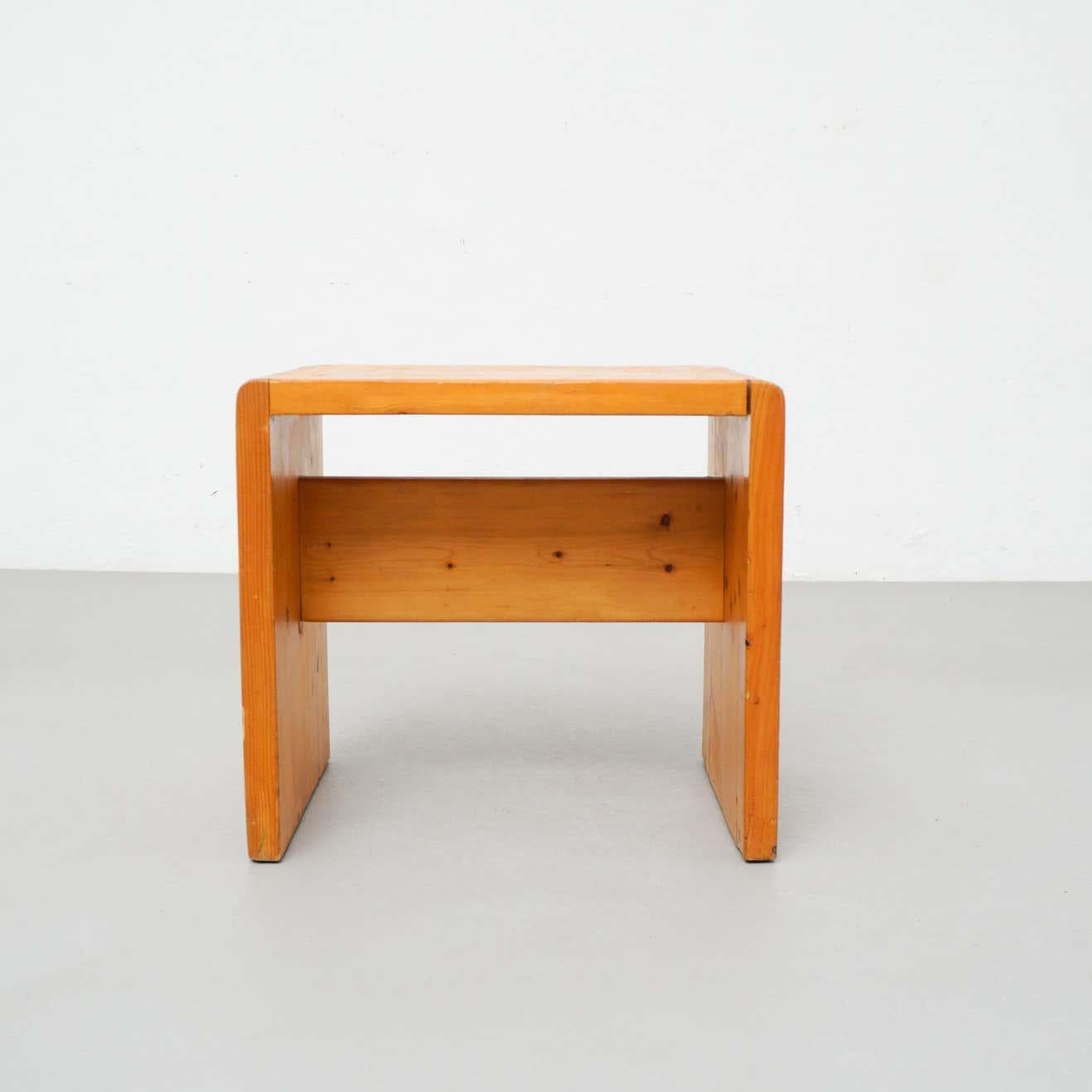 Charlotte Perriand Pine Wood Stool for Les Arcs For Sale 2