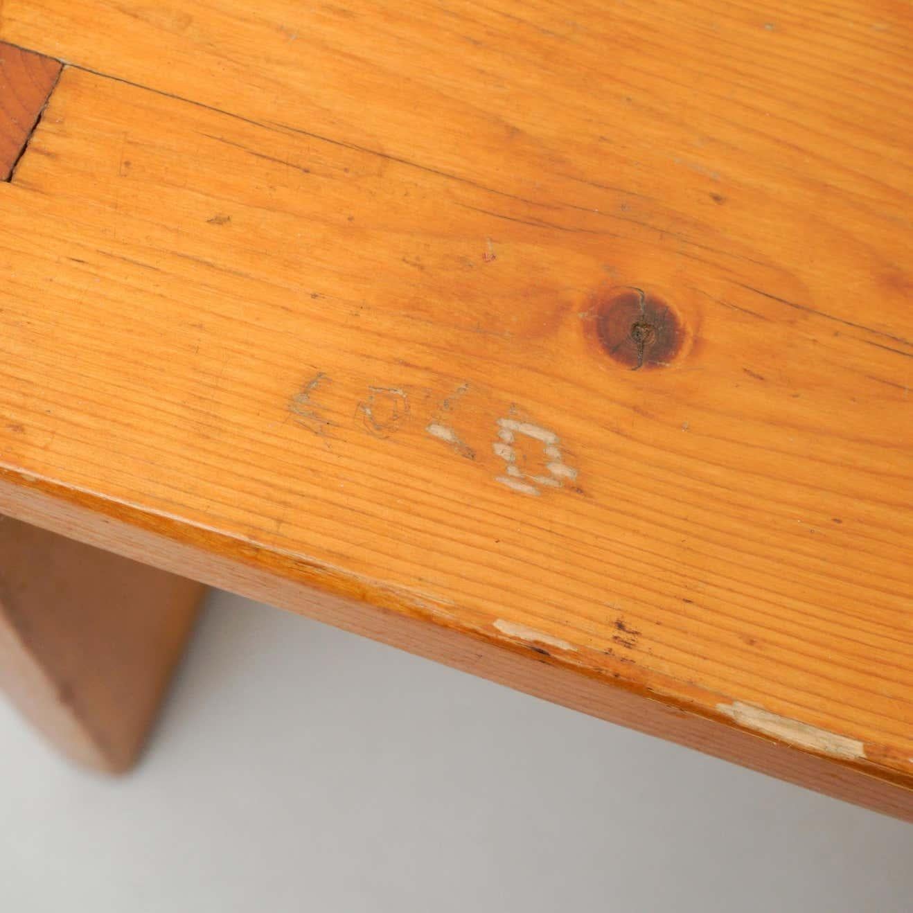Charlotte Perriand Pine Wood Stool For Les Arcs 2